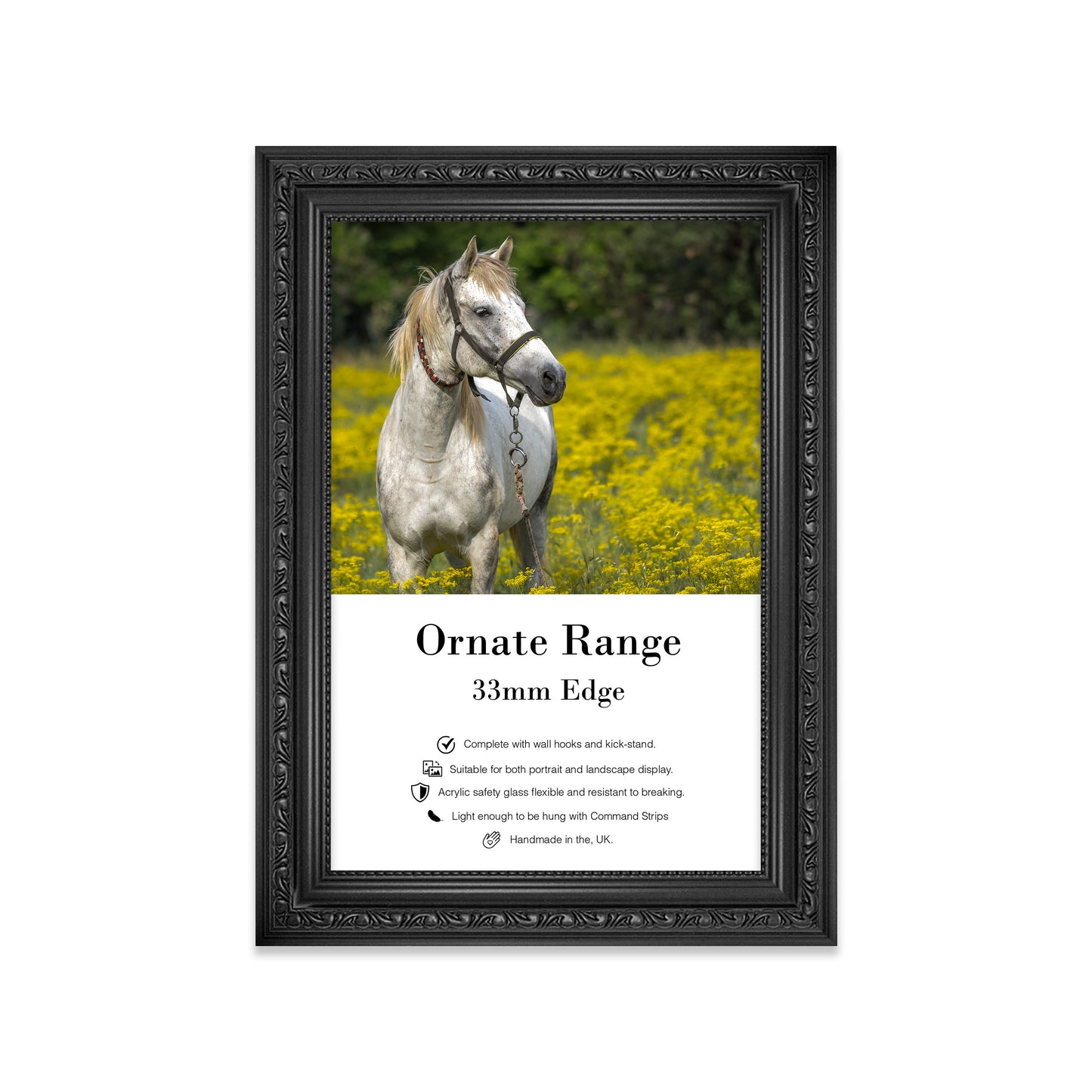 Black Ornate Picture Frame 33mm Edge