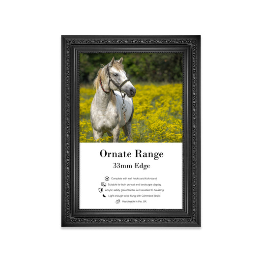 Black Ornate Picture Frame 33mm Edge