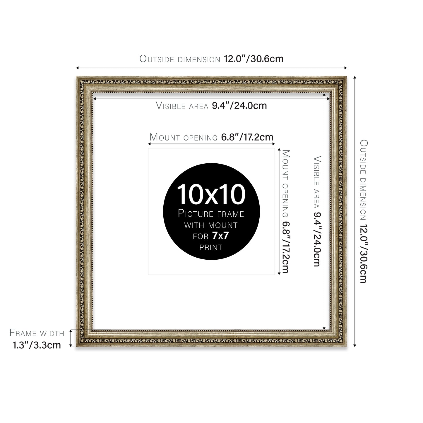 Champagne Ornate Picture Frame 33mm Edge