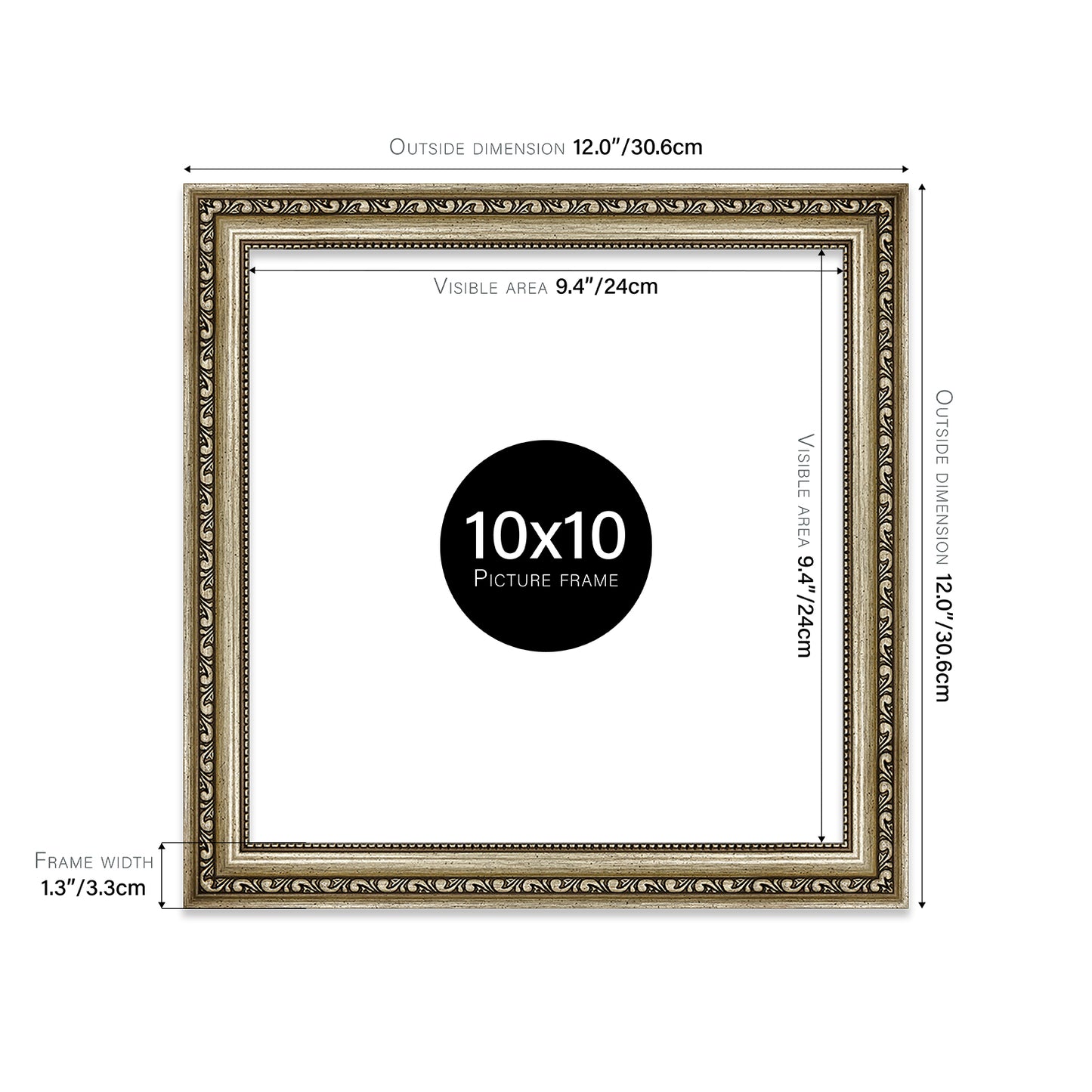 Champagne Ornate Picture Frame 33mm Edge