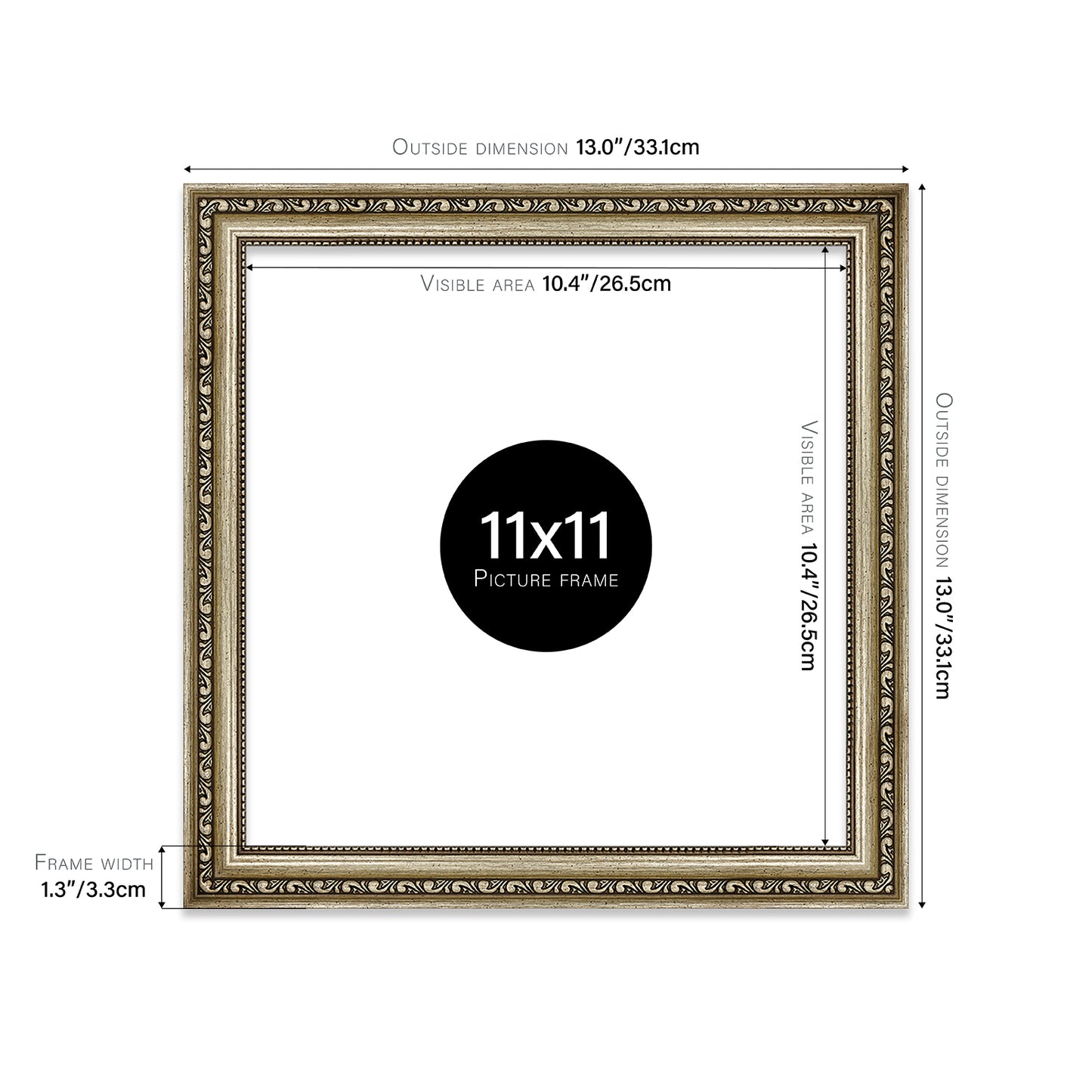 Champagne Ornate Picture Frame 33mm Edge