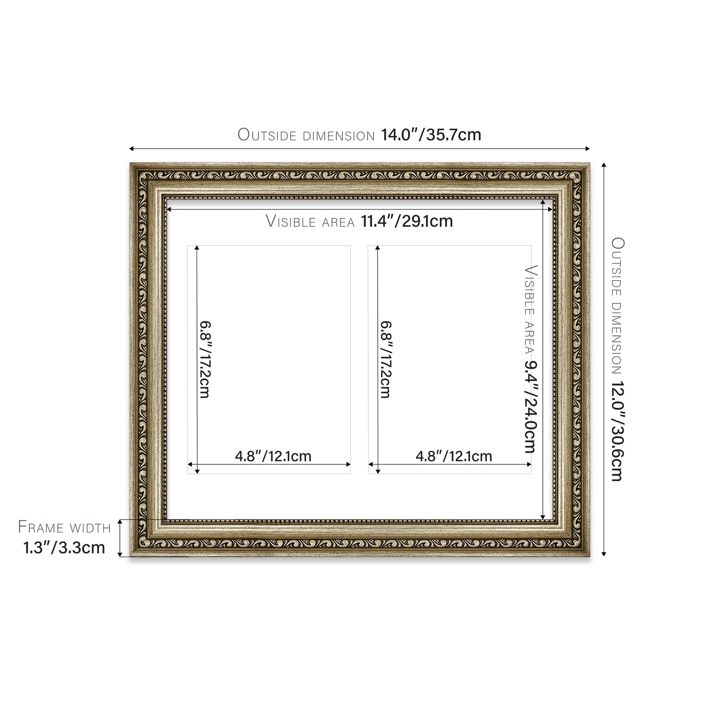 Champagne Ornate Picture Frame 33mm Edge