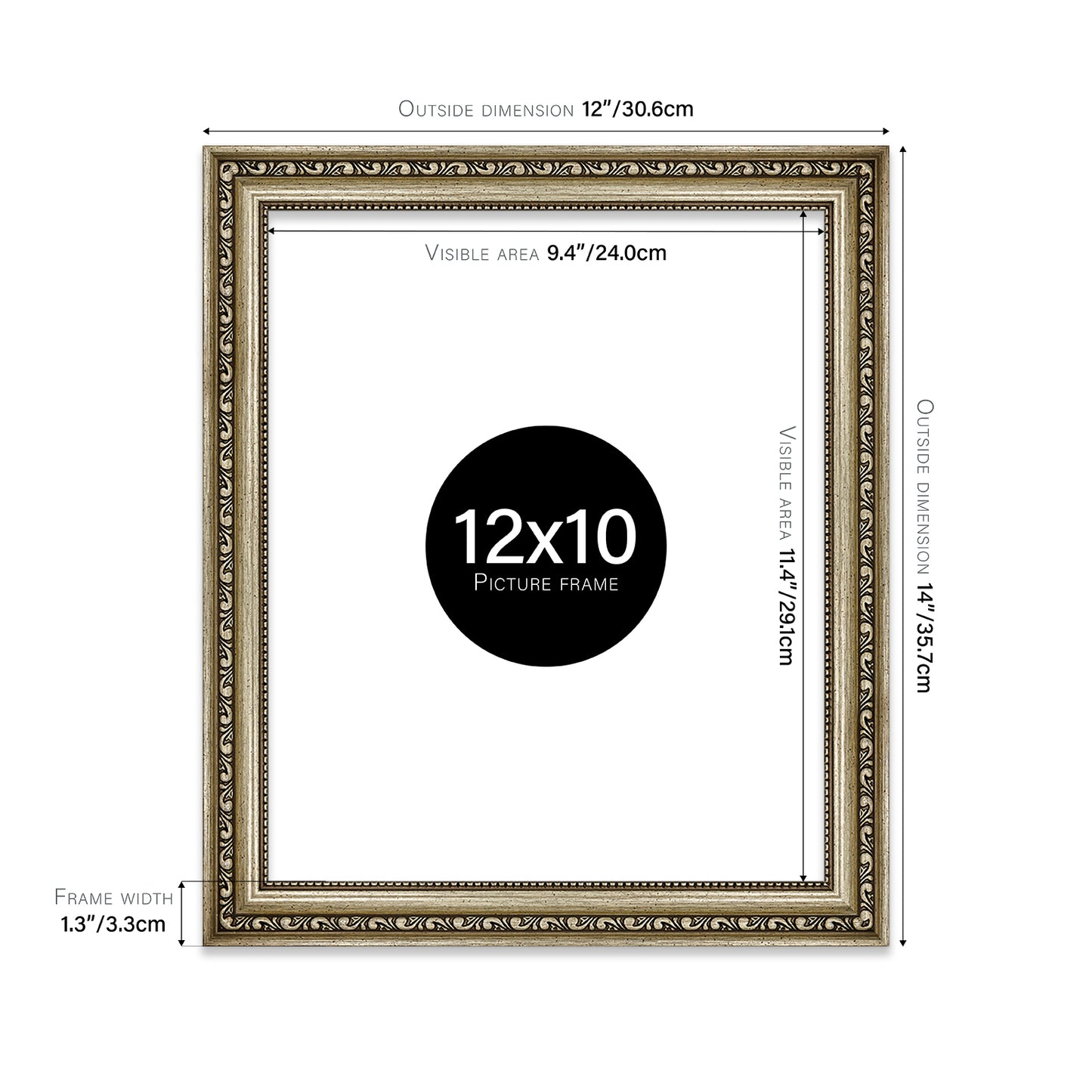 Champagne Ornate Picture Frame 33mm Edge