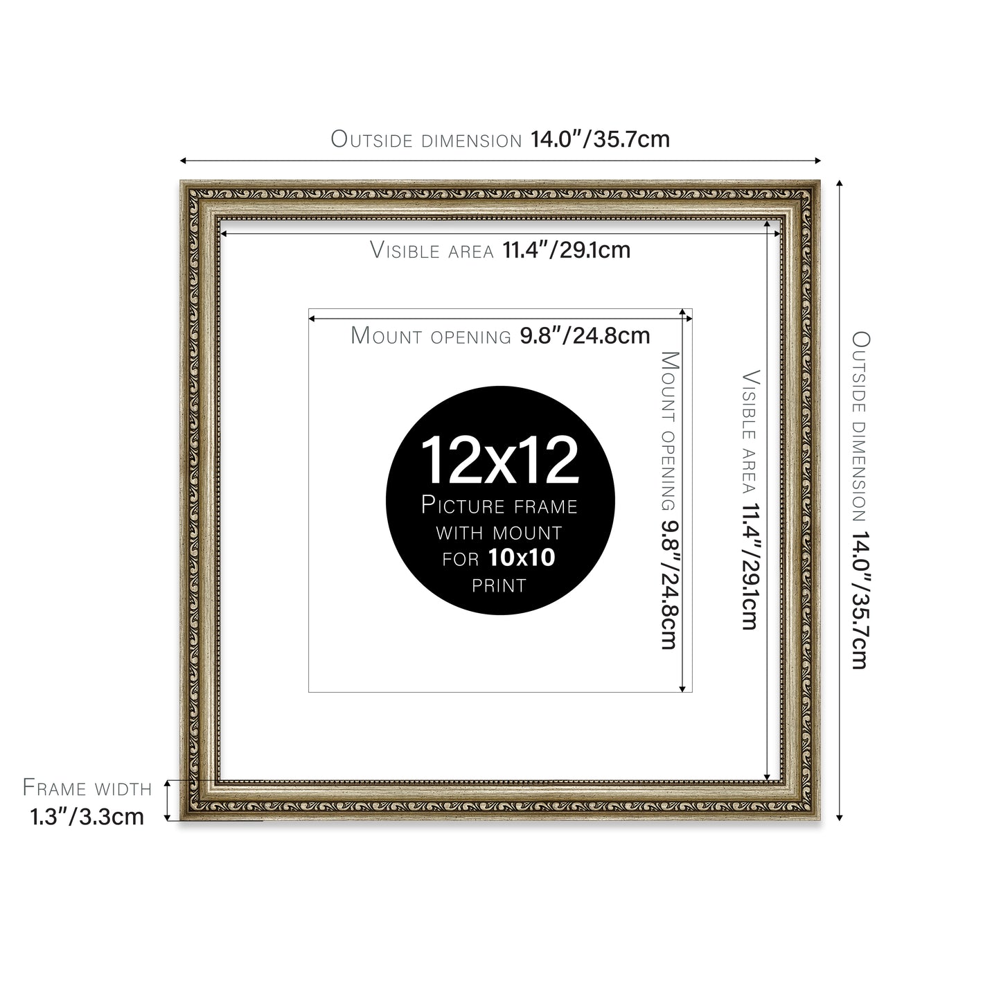 Champagne Ornate Picture Frame 33mm Edge