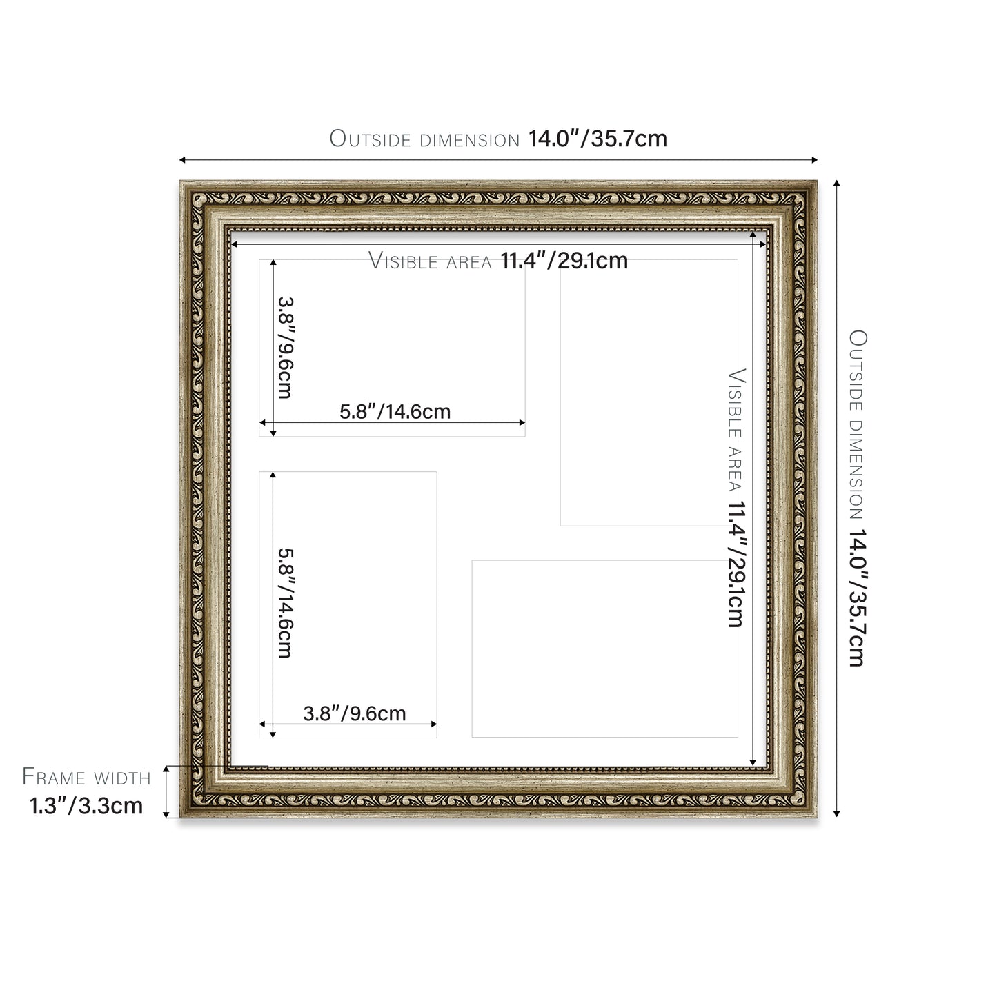 Champagne Ornate Picture Frame 33mm Edge