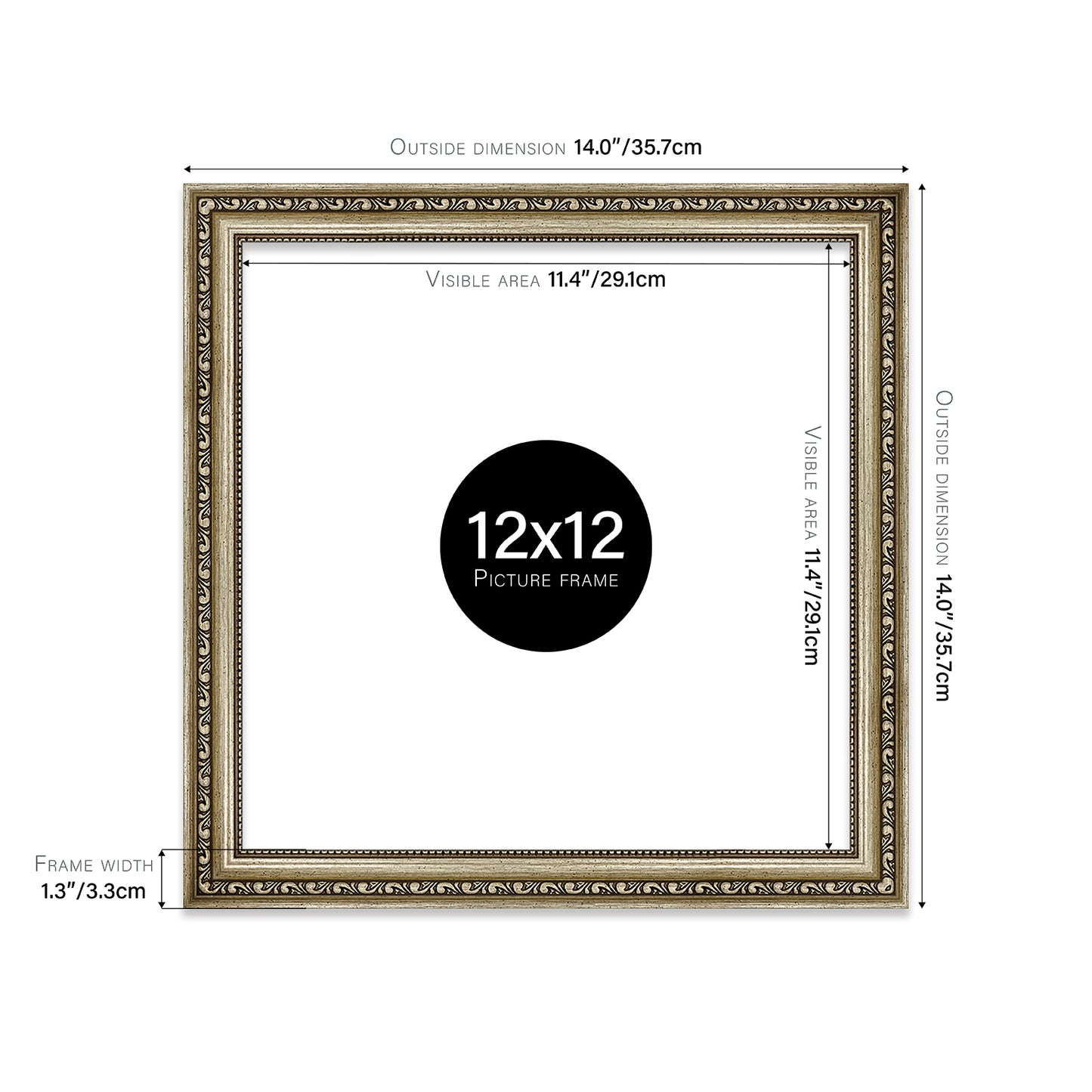 Champagne Ornate Picture Frame 33mm Edge