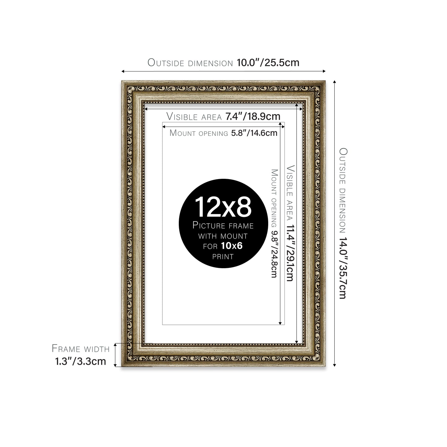 Champagne Ornate Picture Frame 33mm Edge