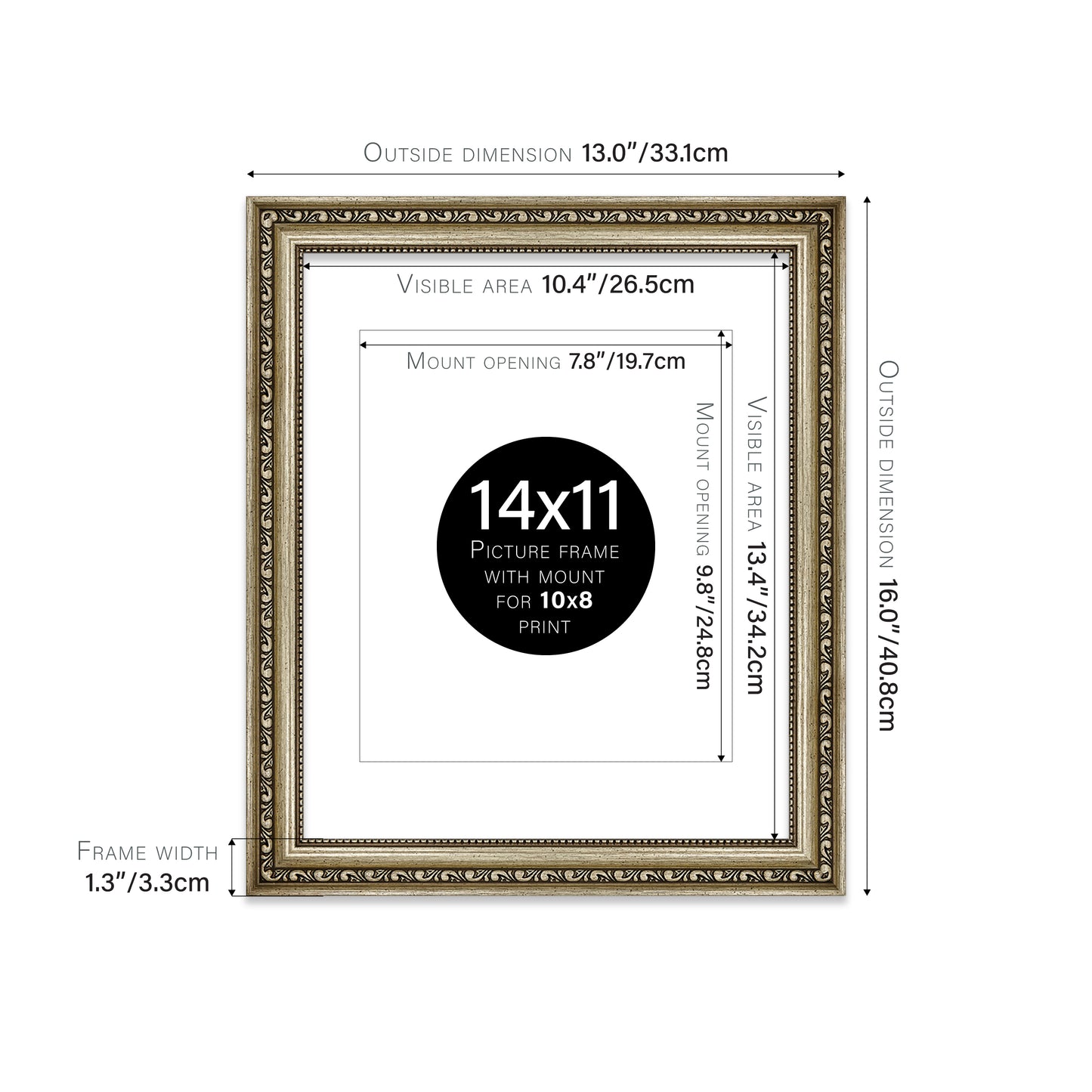 Champagne Ornate Picture Frame 33mm Edge