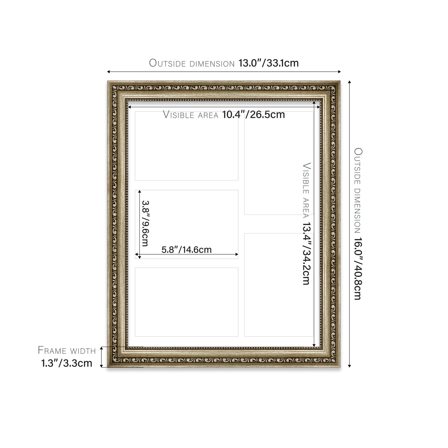 Champagne Ornate Picture Frame 33mm Edge