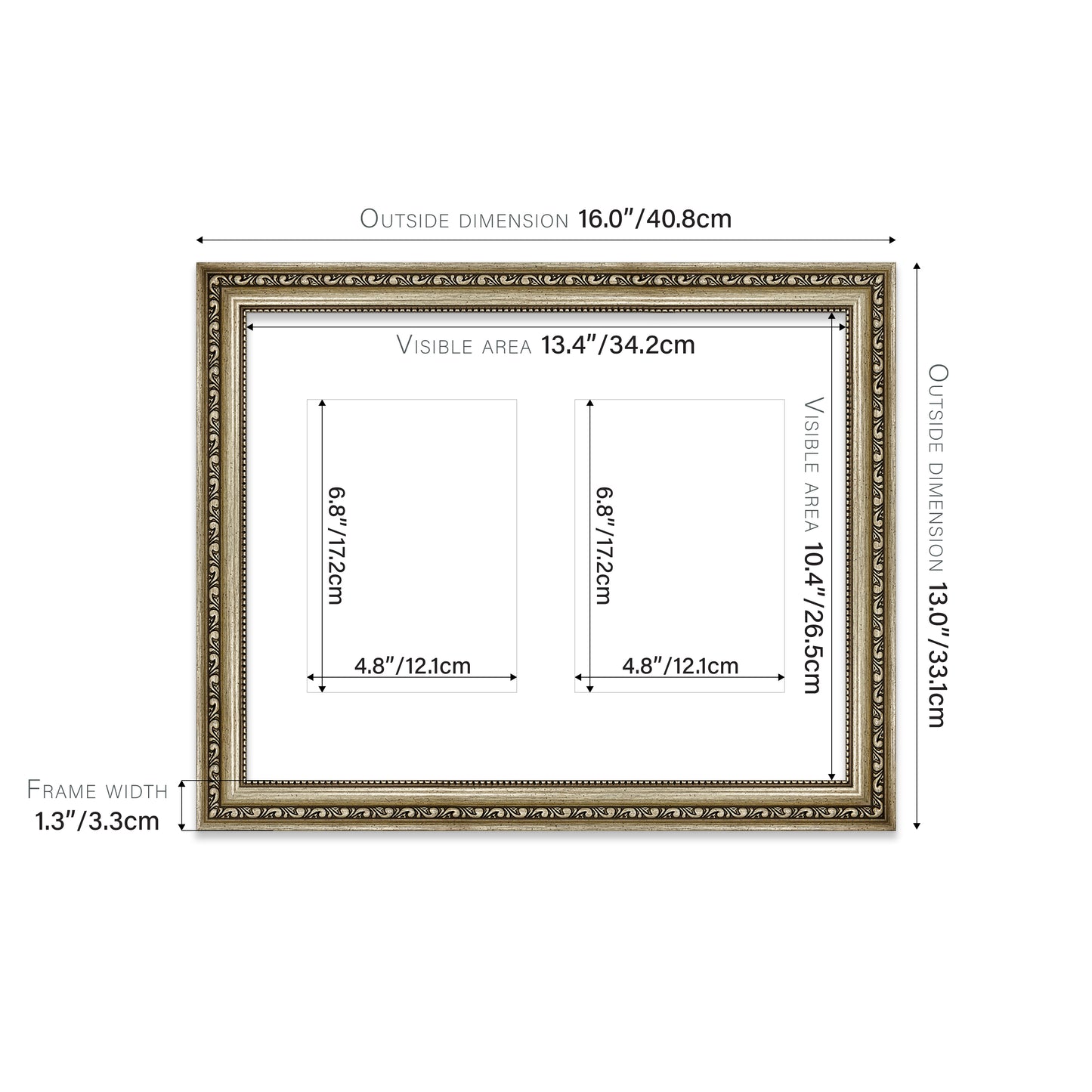 Champagne Ornate Picture Frame 33mm Edge