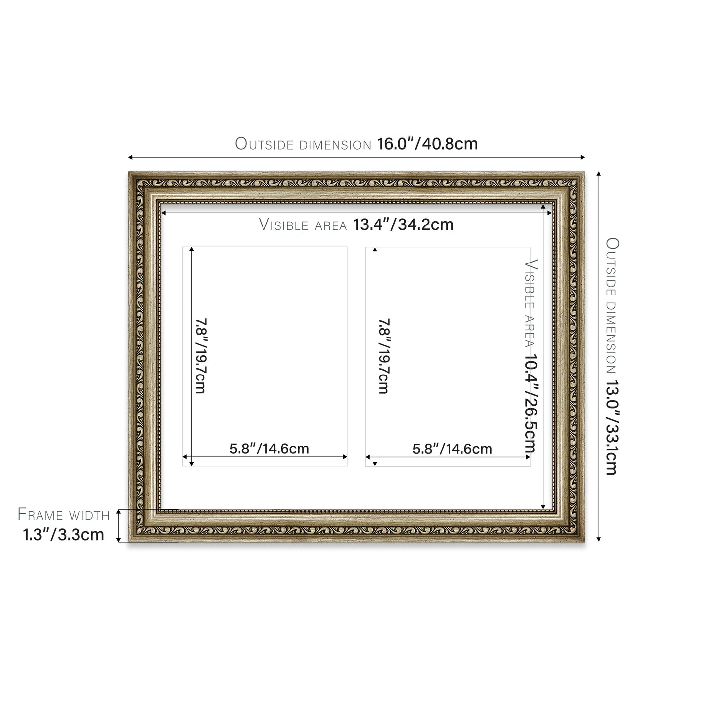 Champagne Ornate Picture Frame 33mm Edge