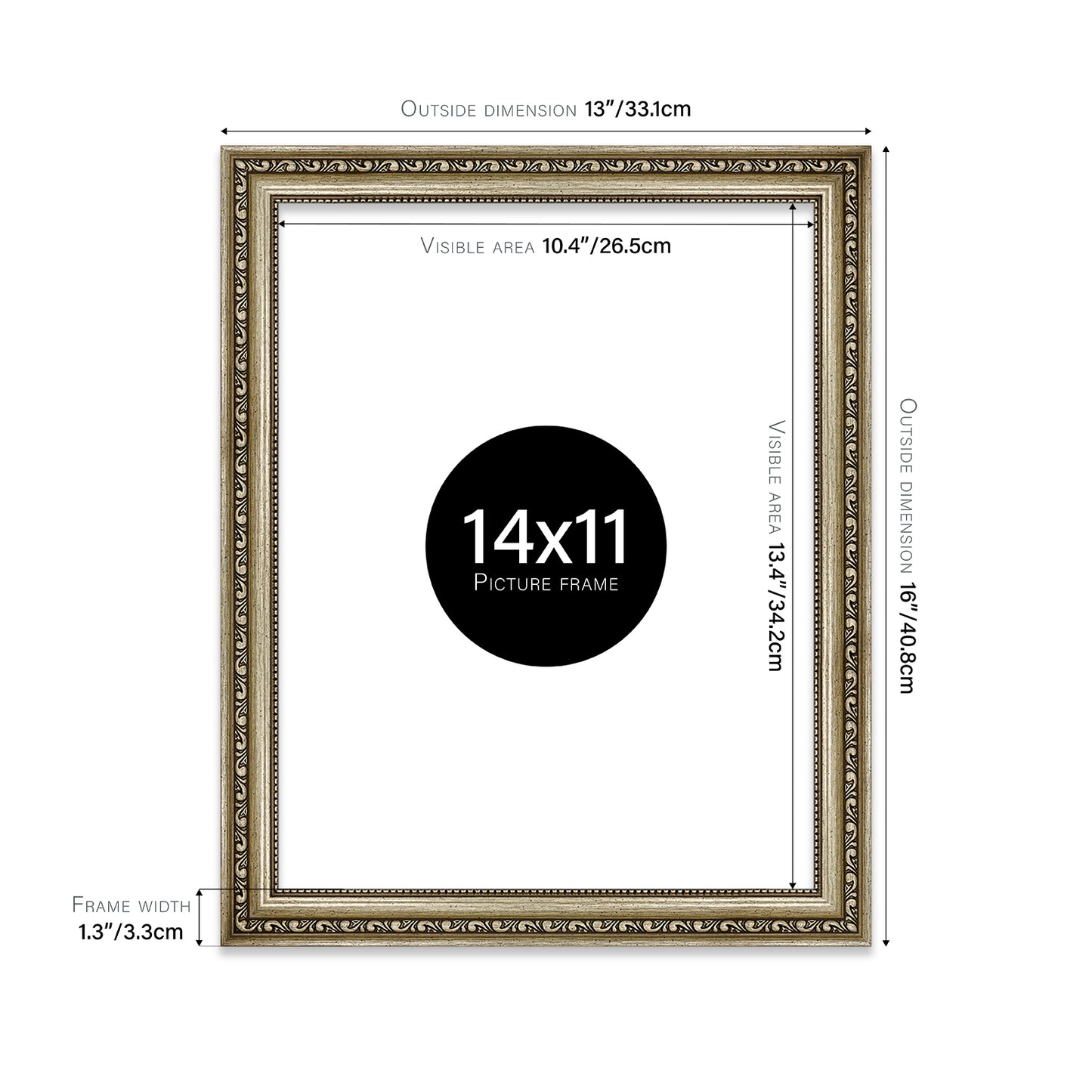 Champagne Ornate Picture Frame 33mm Edge