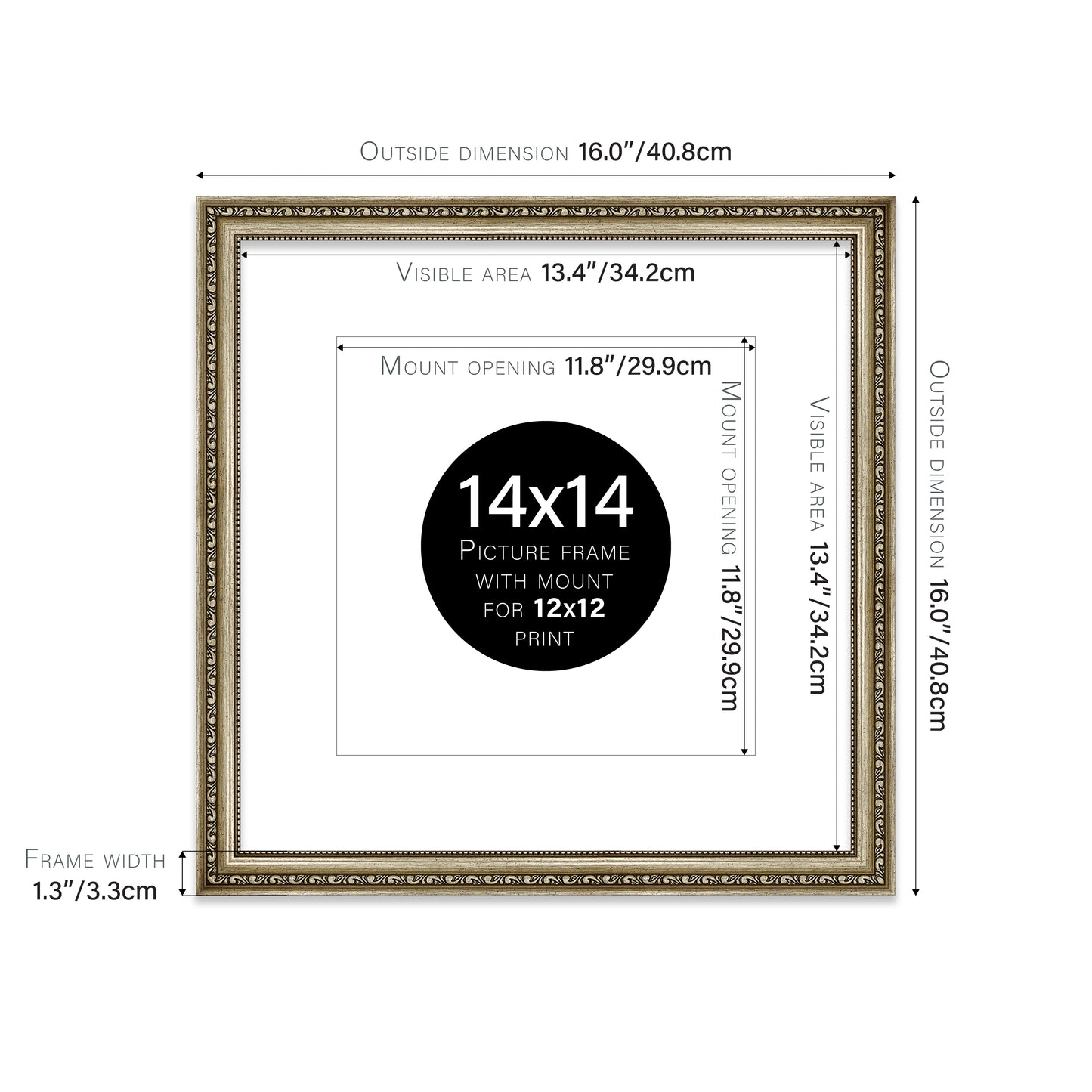 Champagne Ornate Picture Frame 33mm Edge