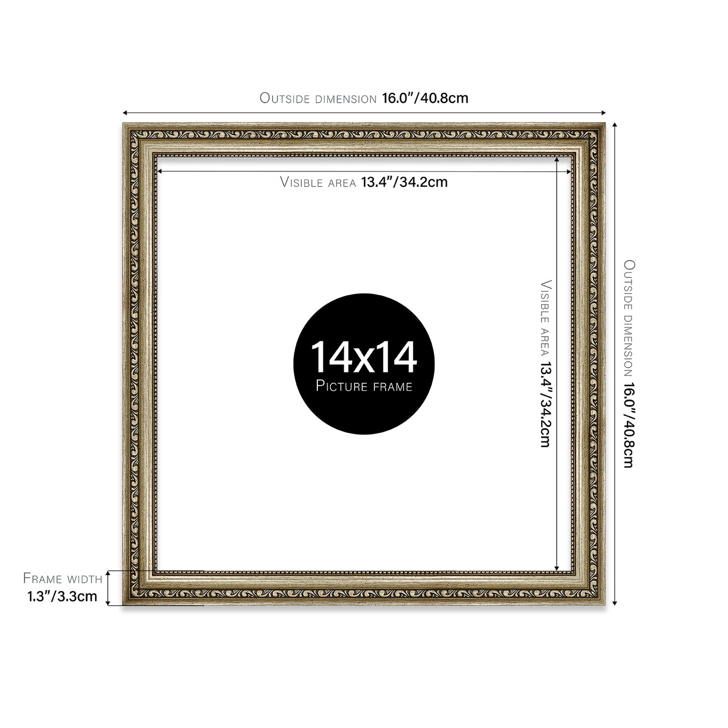 Champagne Ornate Picture Frame 33mm Edge