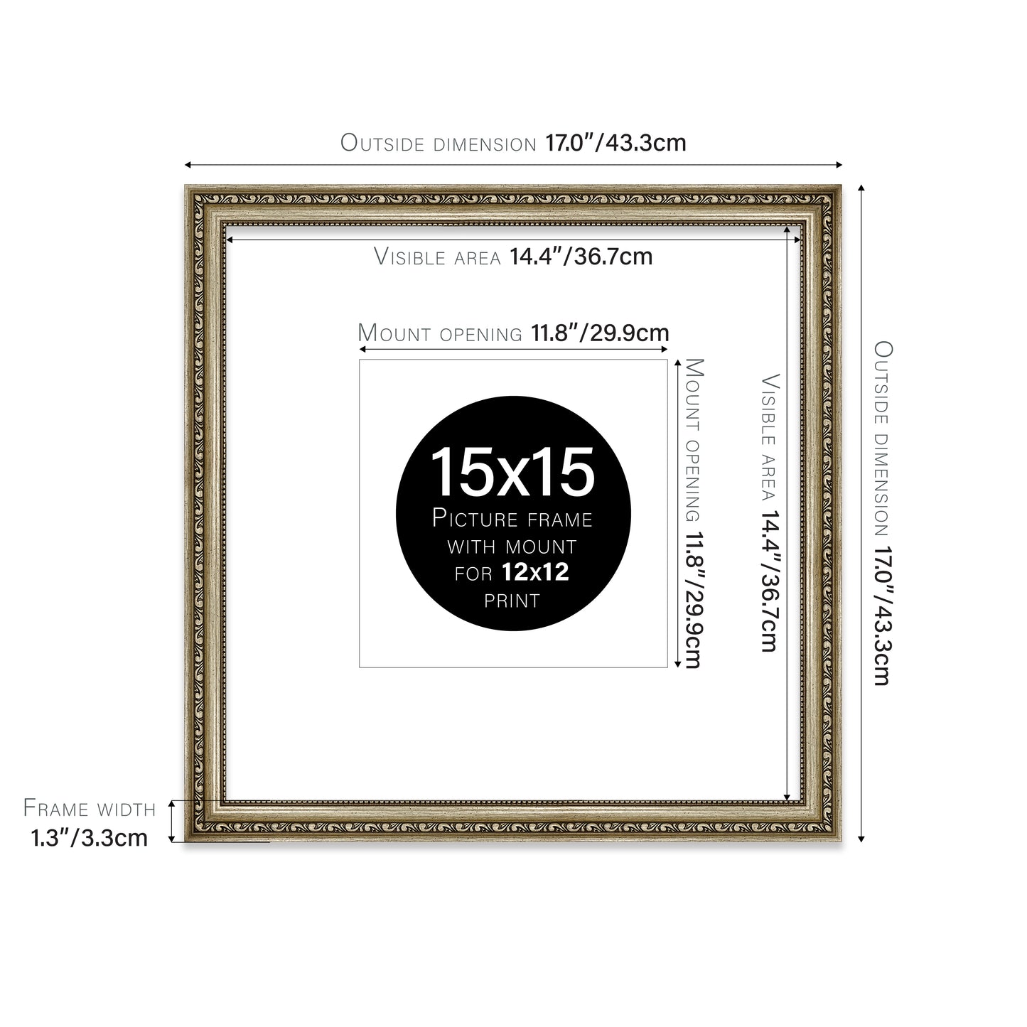 Champagne Ornate Picture Frame 33mm Edge