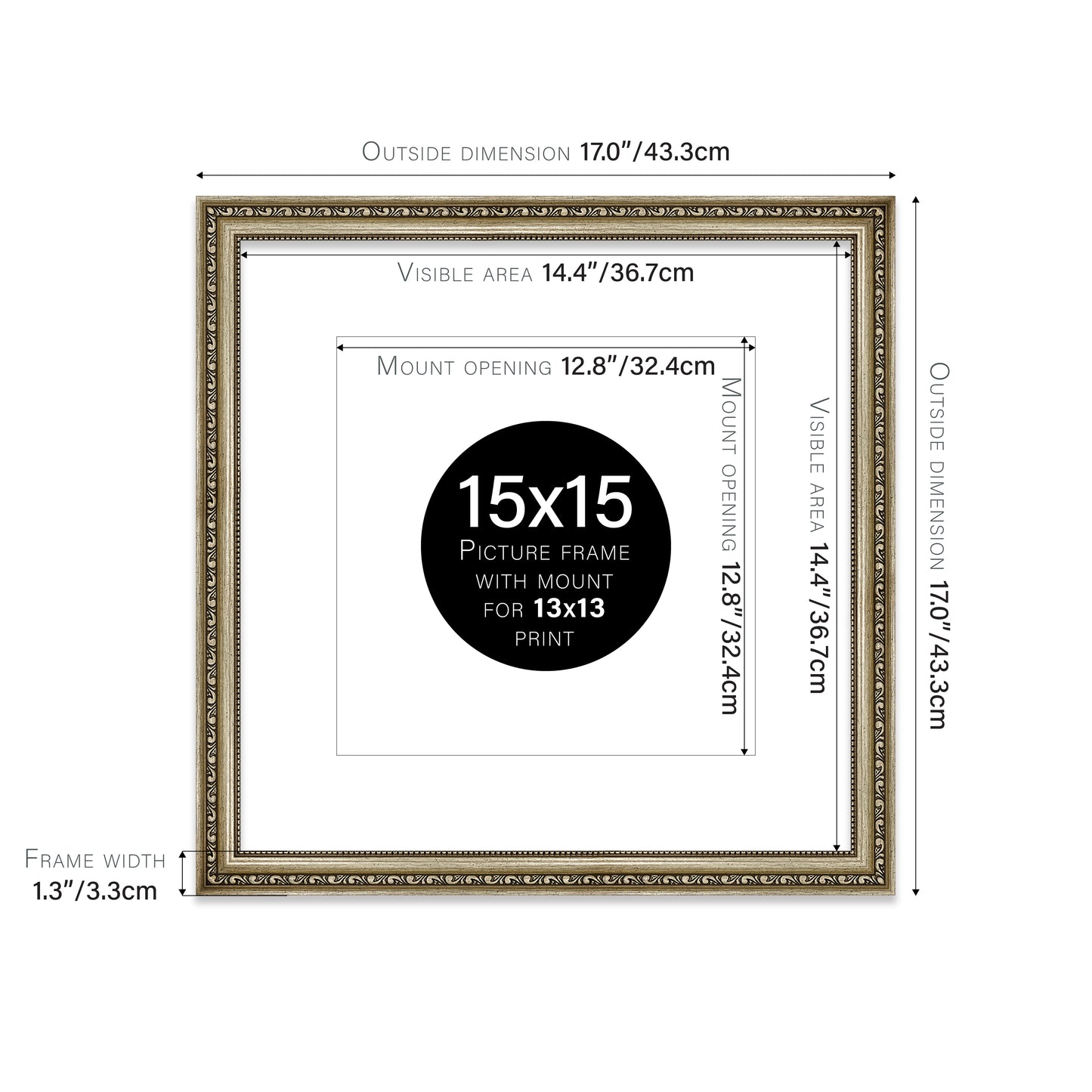 Champagne Ornate Picture Frame 33mm Edge