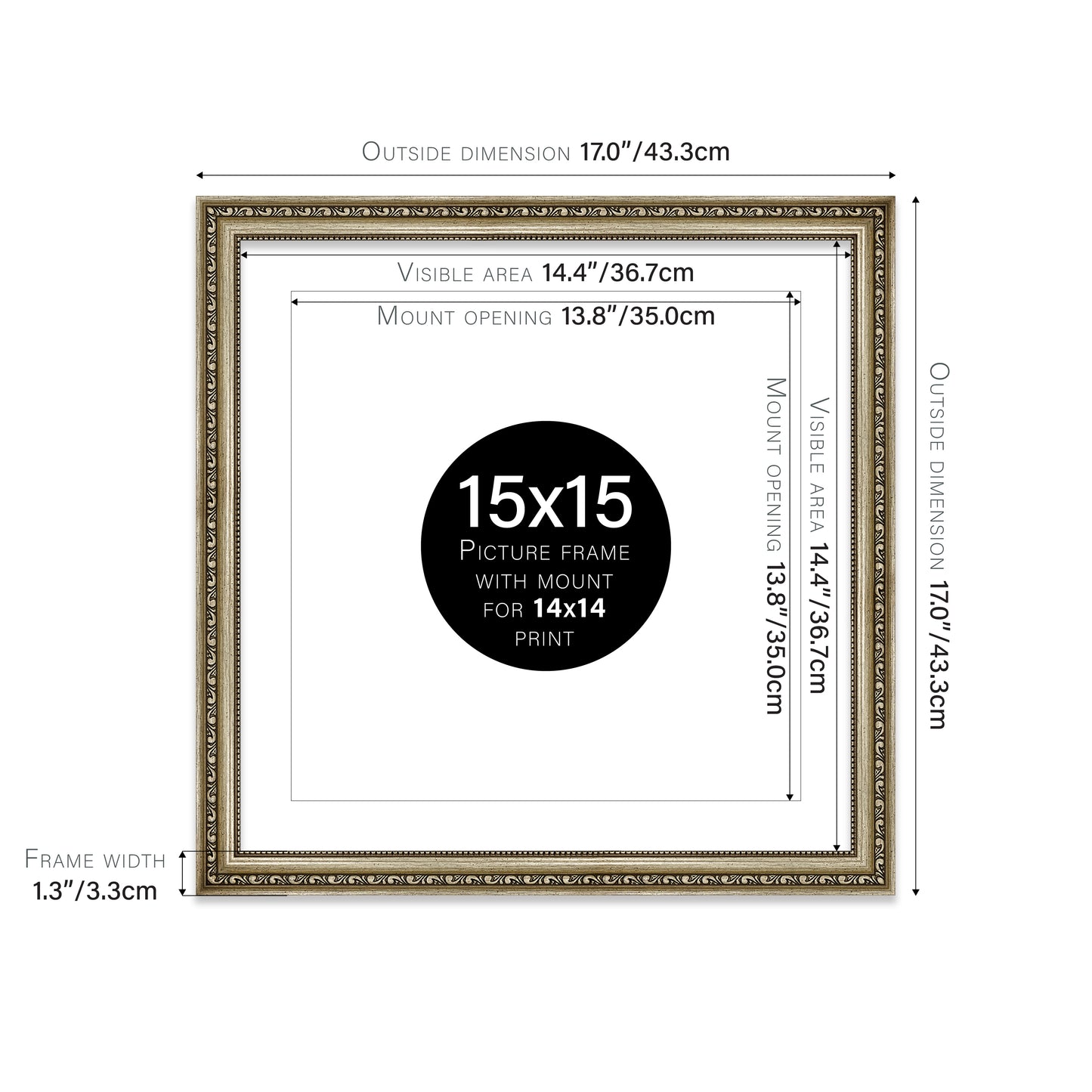 Champagne Ornate Picture Frame 33mm Edge