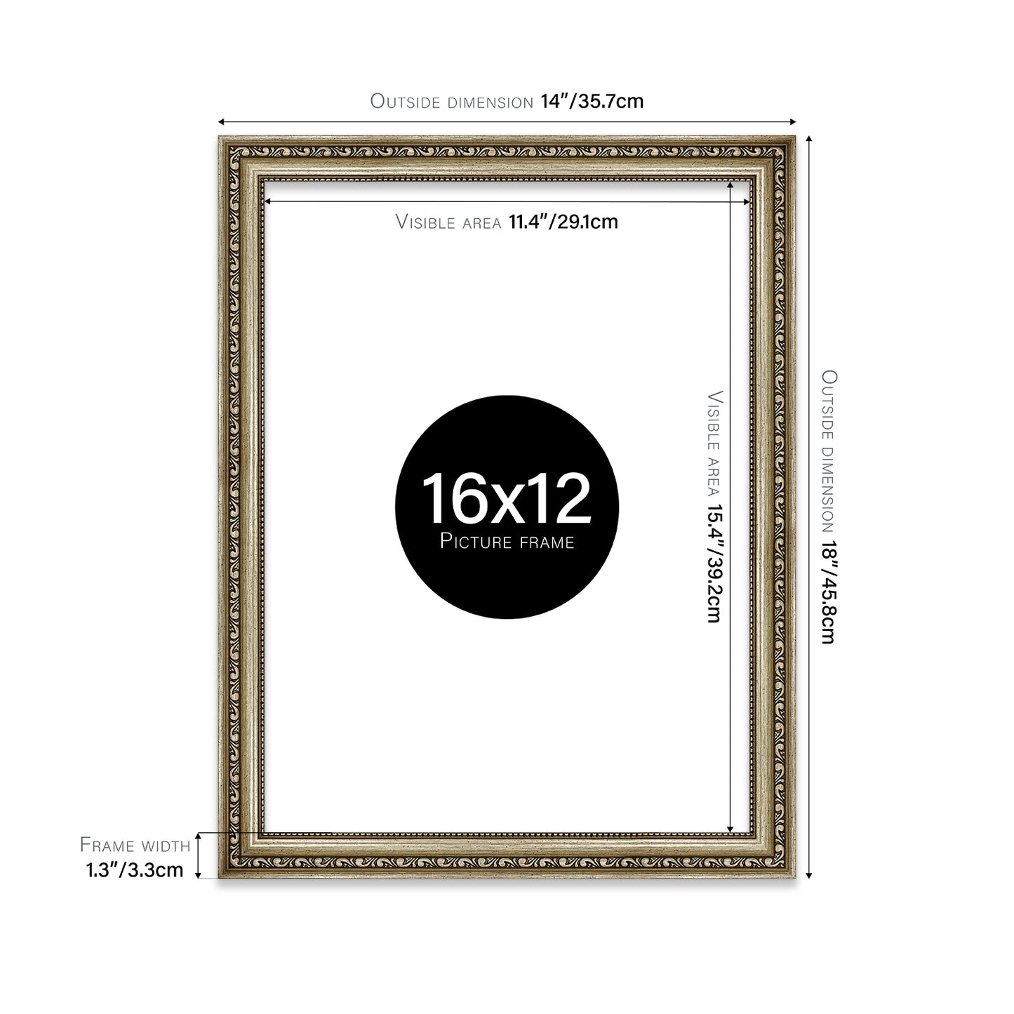 Champagne Ornate Picture Frame 33mm Edge