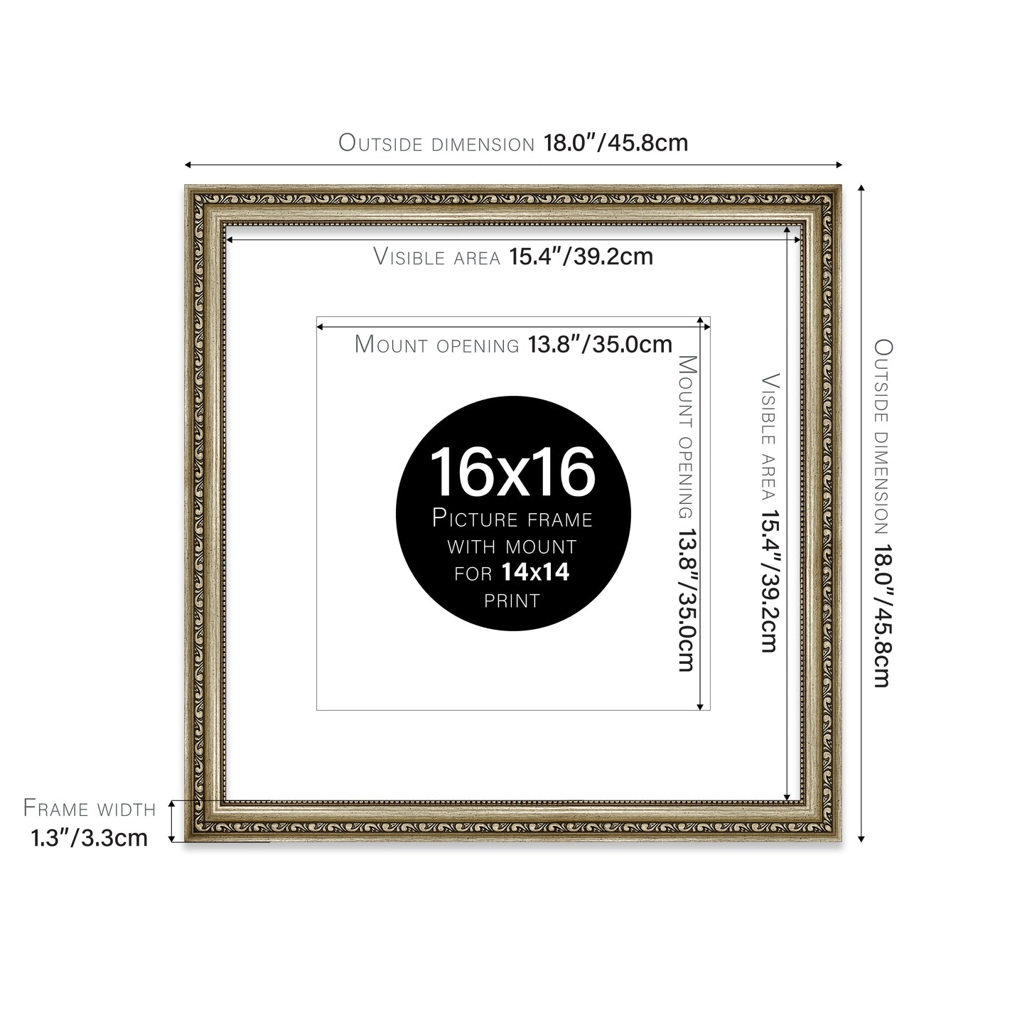 Champagne Ornate Picture Frame 33mm Edge