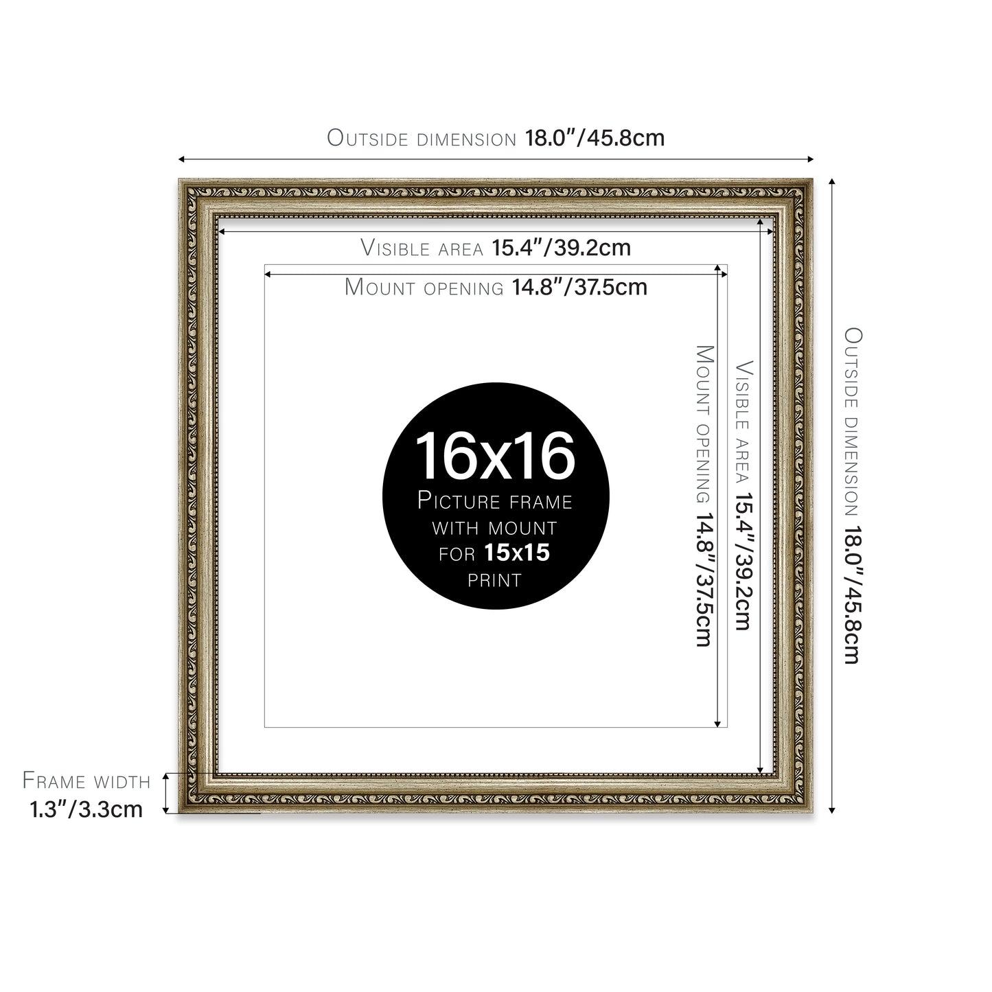 Champagne Ornate Picture Frame 33mm Edge