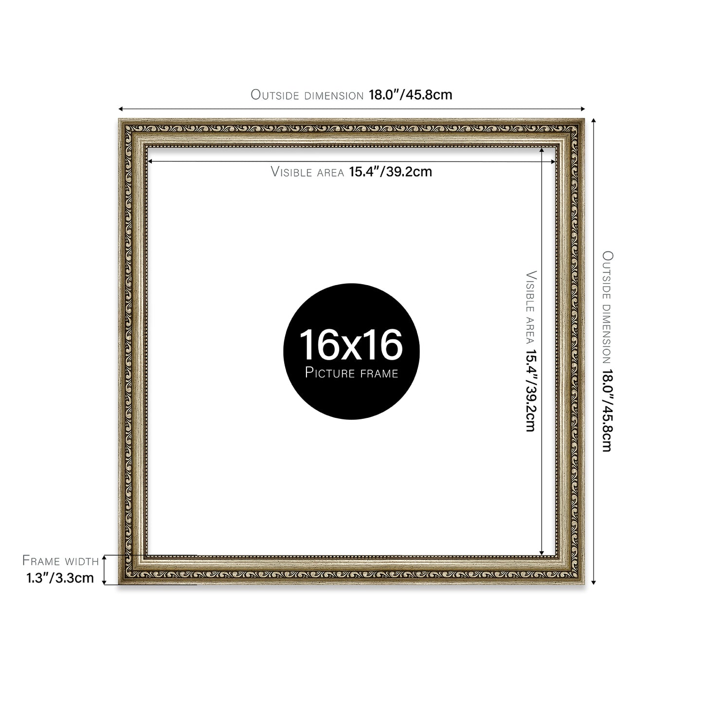 Champagne Ornate Picture Frame 33mm Edge