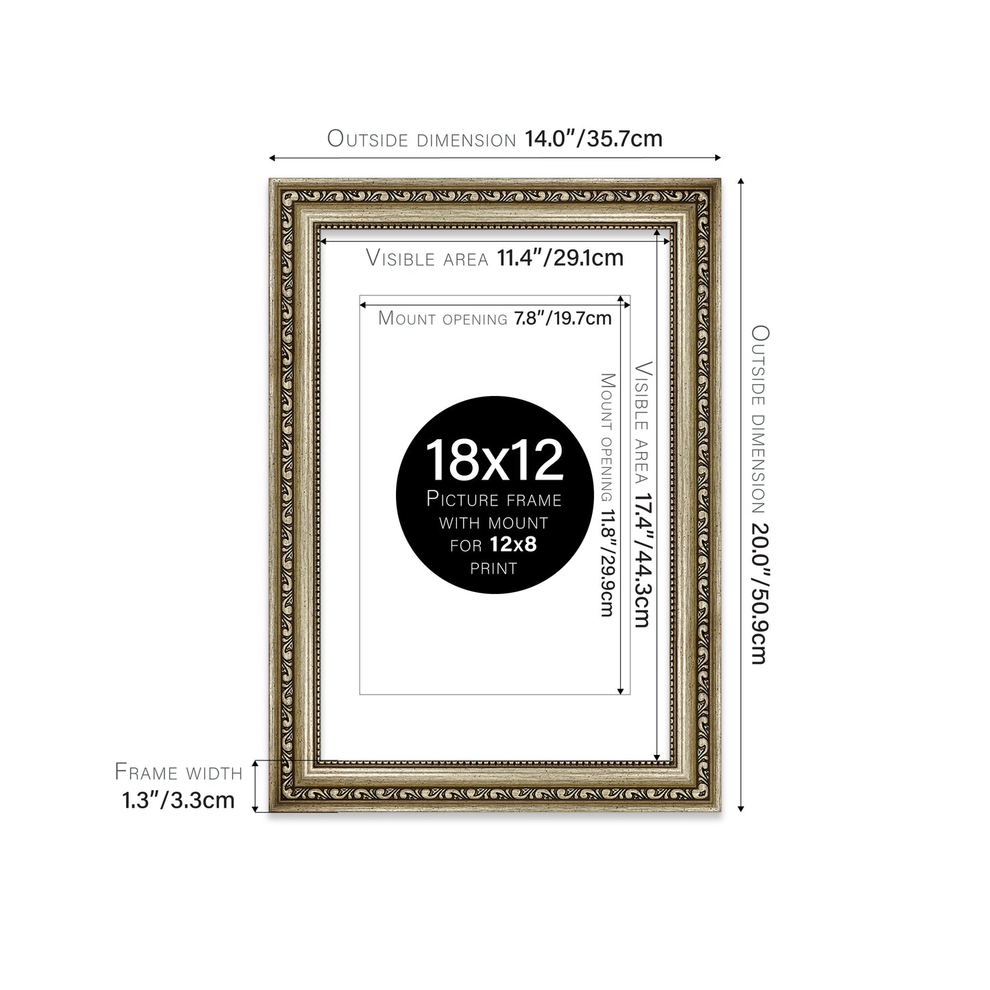 Champagne Ornate Picture Frame 33mm Edge
