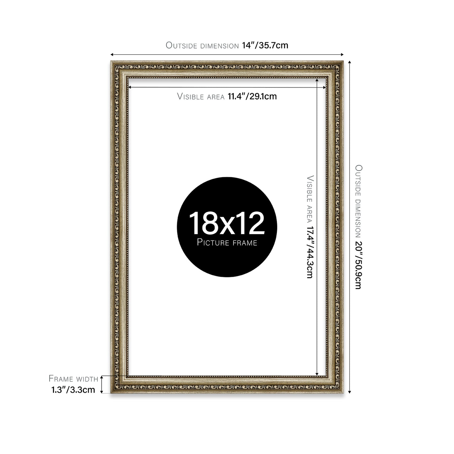 Champagne Ornate Picture Frame 33mm Edge