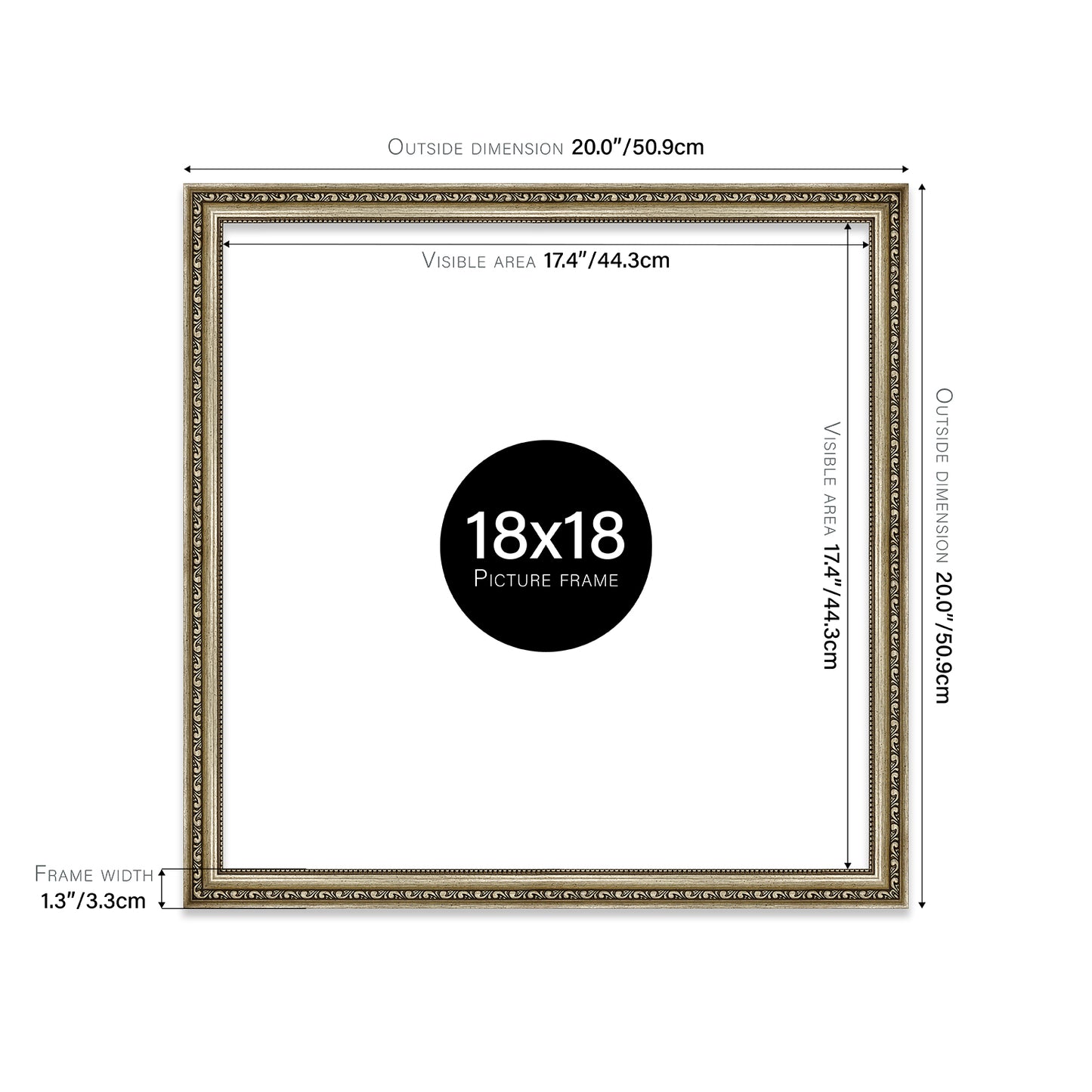 Champagne Ornate Picture Frame 33mm Edge