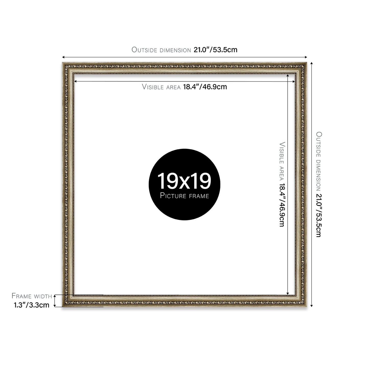 Champagne Ornate Picture Frame 33mm Edge