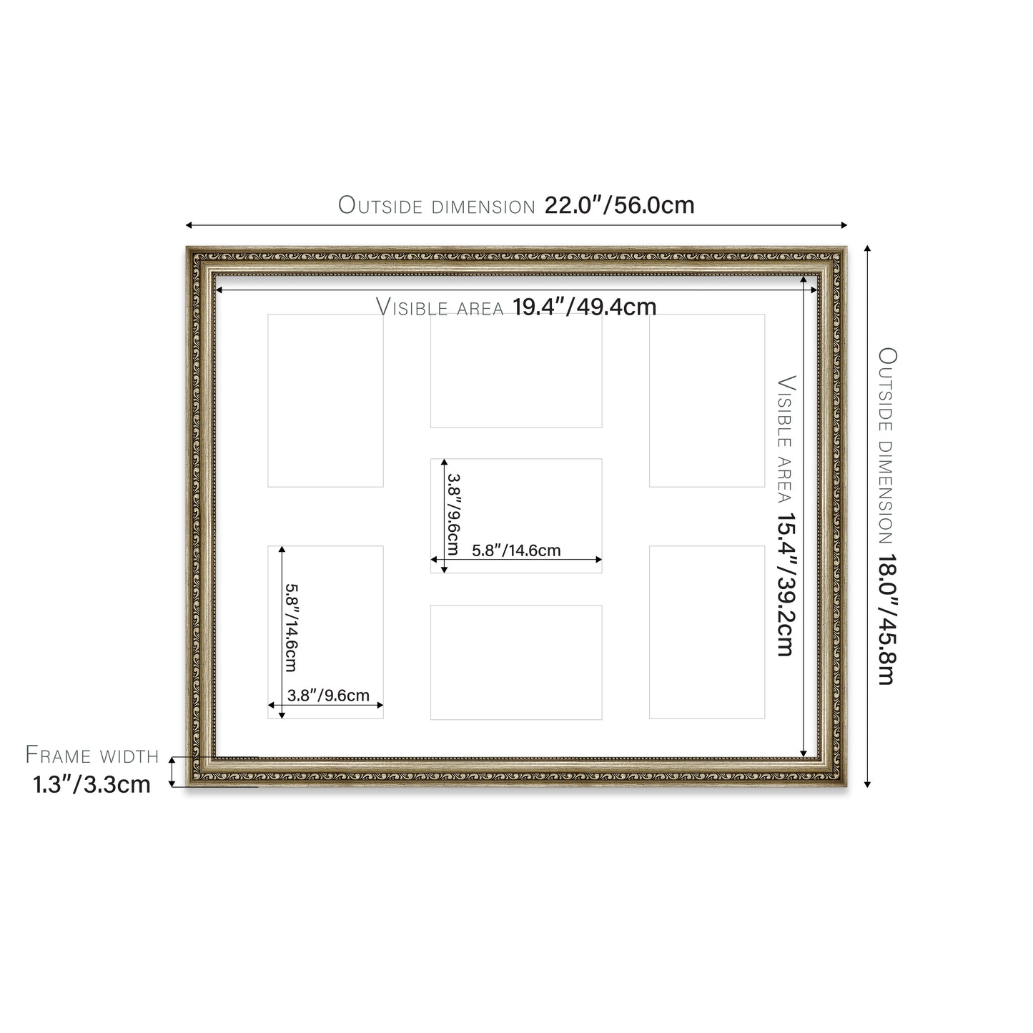 Champagne Ornate Picture Frame 33mm Edge