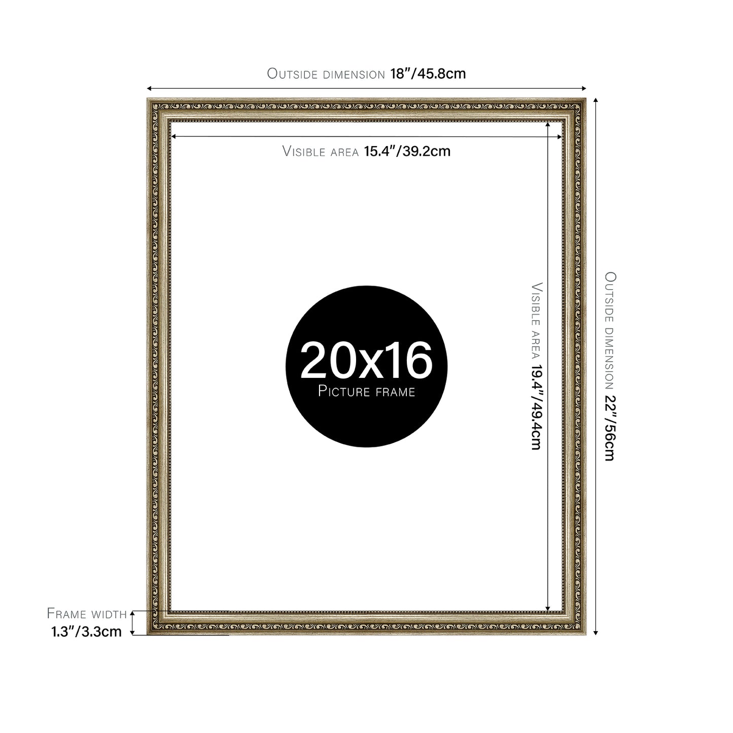 Champagne Ornate Picture Frame 33mm Edge