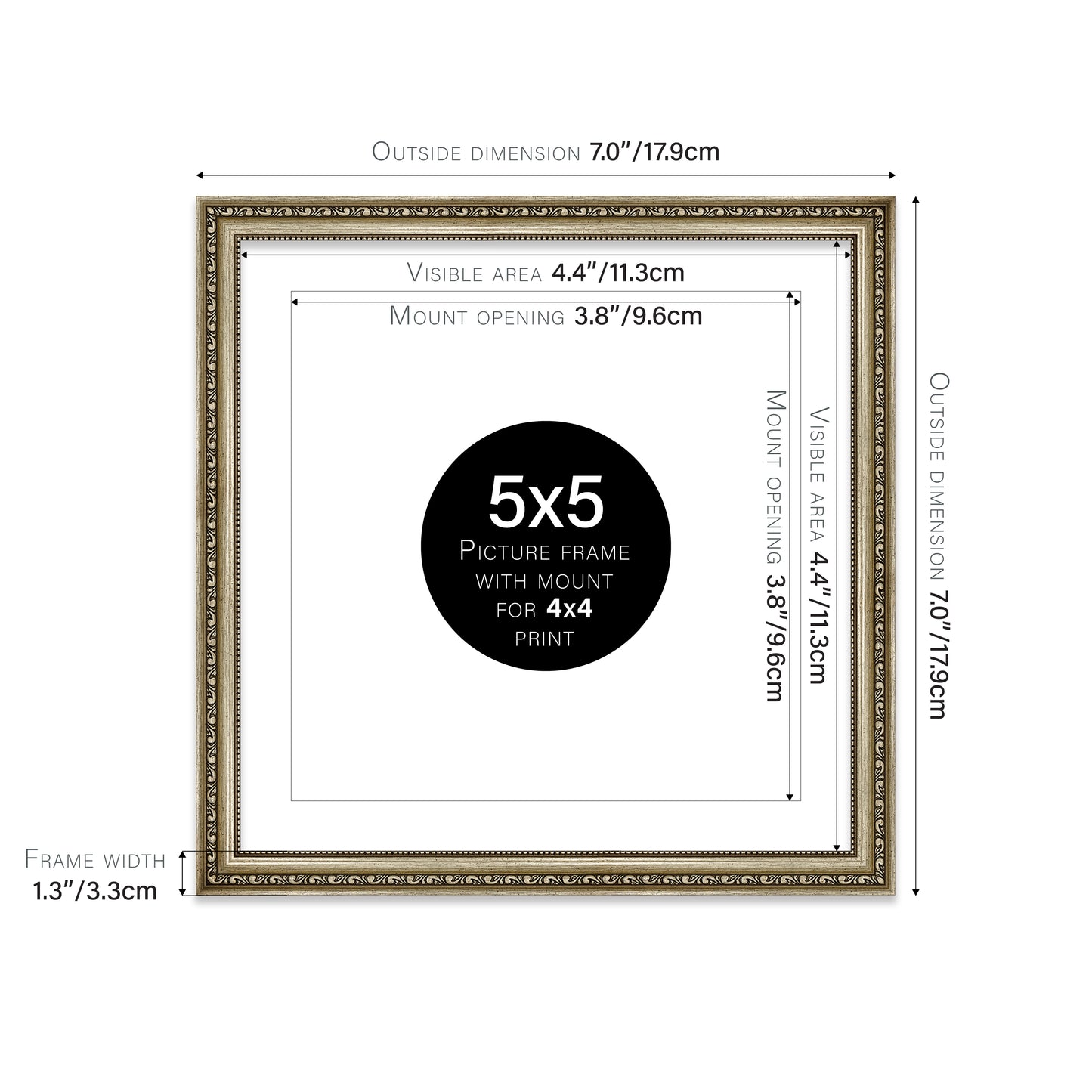 Champagne Ornate Picture Frame 33mm Edge