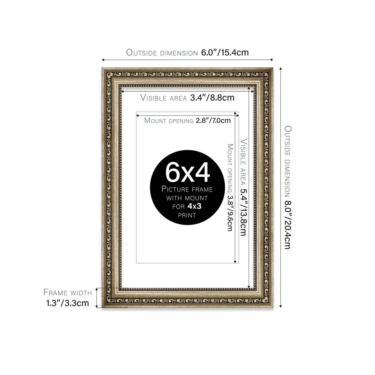 Champagne Ornate Picture Frame 33mm Edge