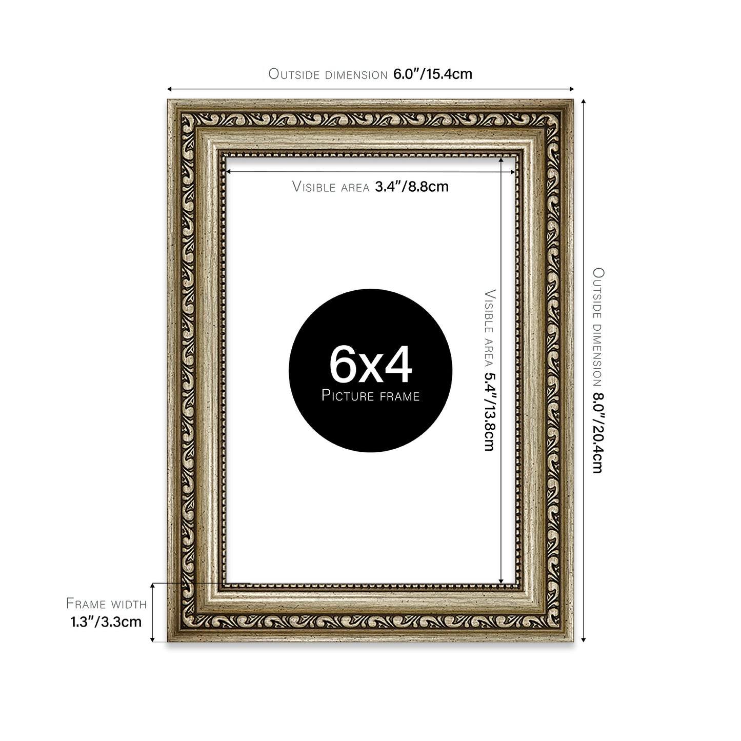 Champagne Ornate Picture Frame 33mm Edge