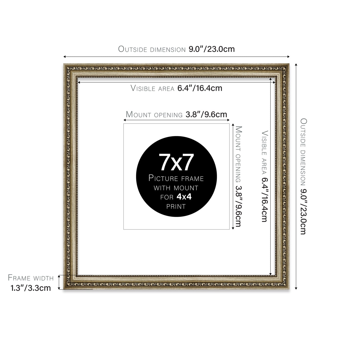 Champagne Ornate Picture Frame 33mm Edge