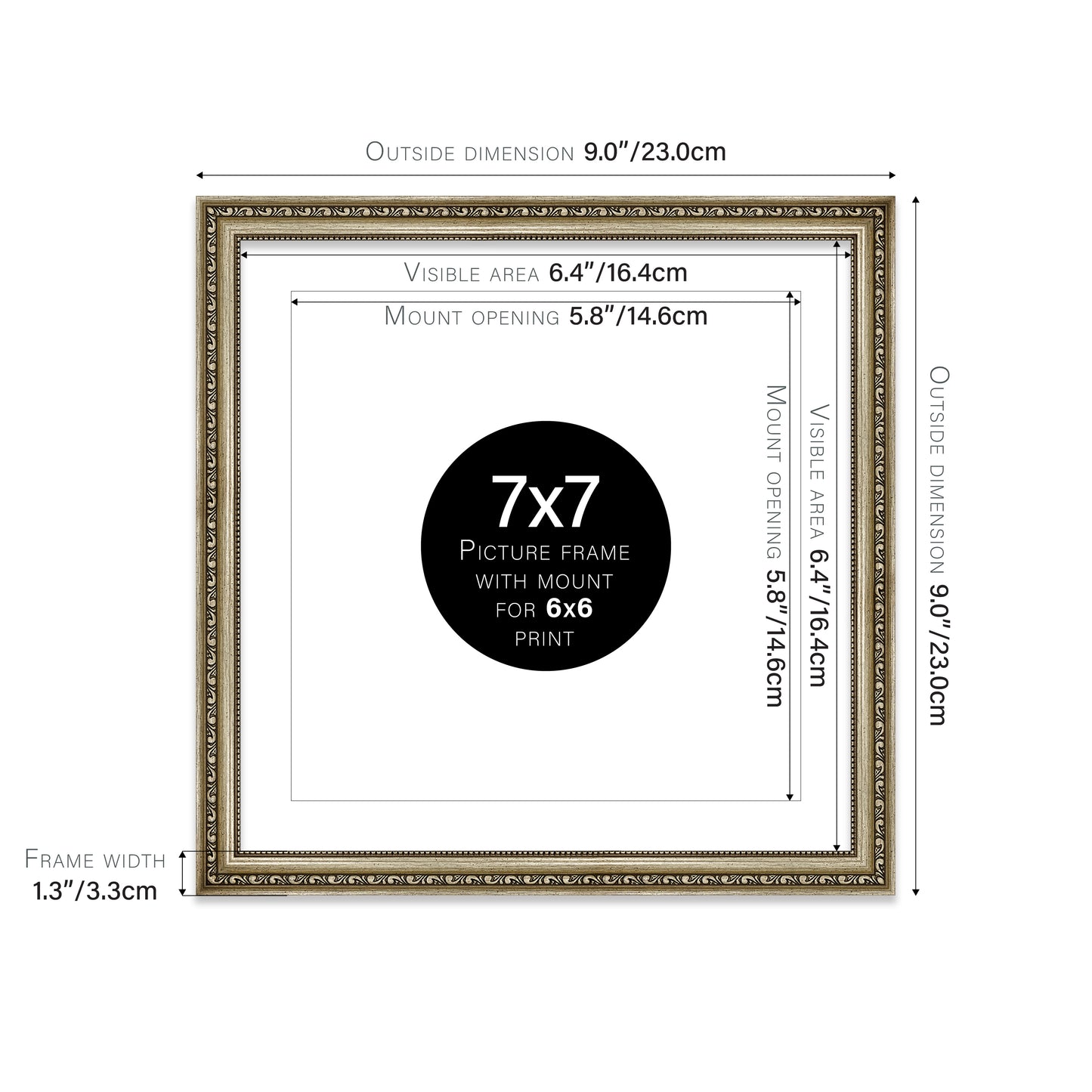 Champagne Ornate Picture Frame 33mm Edge