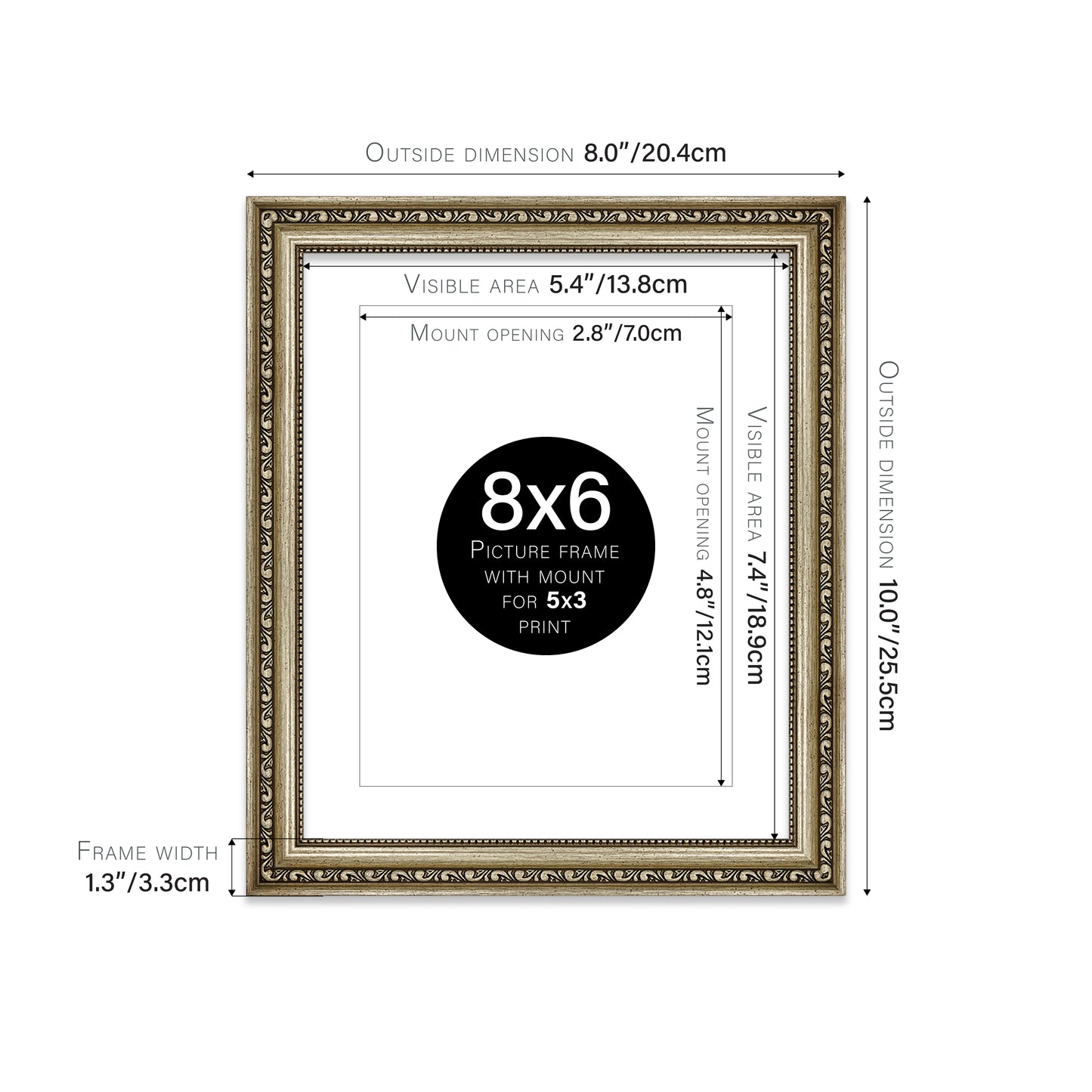 Champagne Ornate Picture Frame 33mm Edge