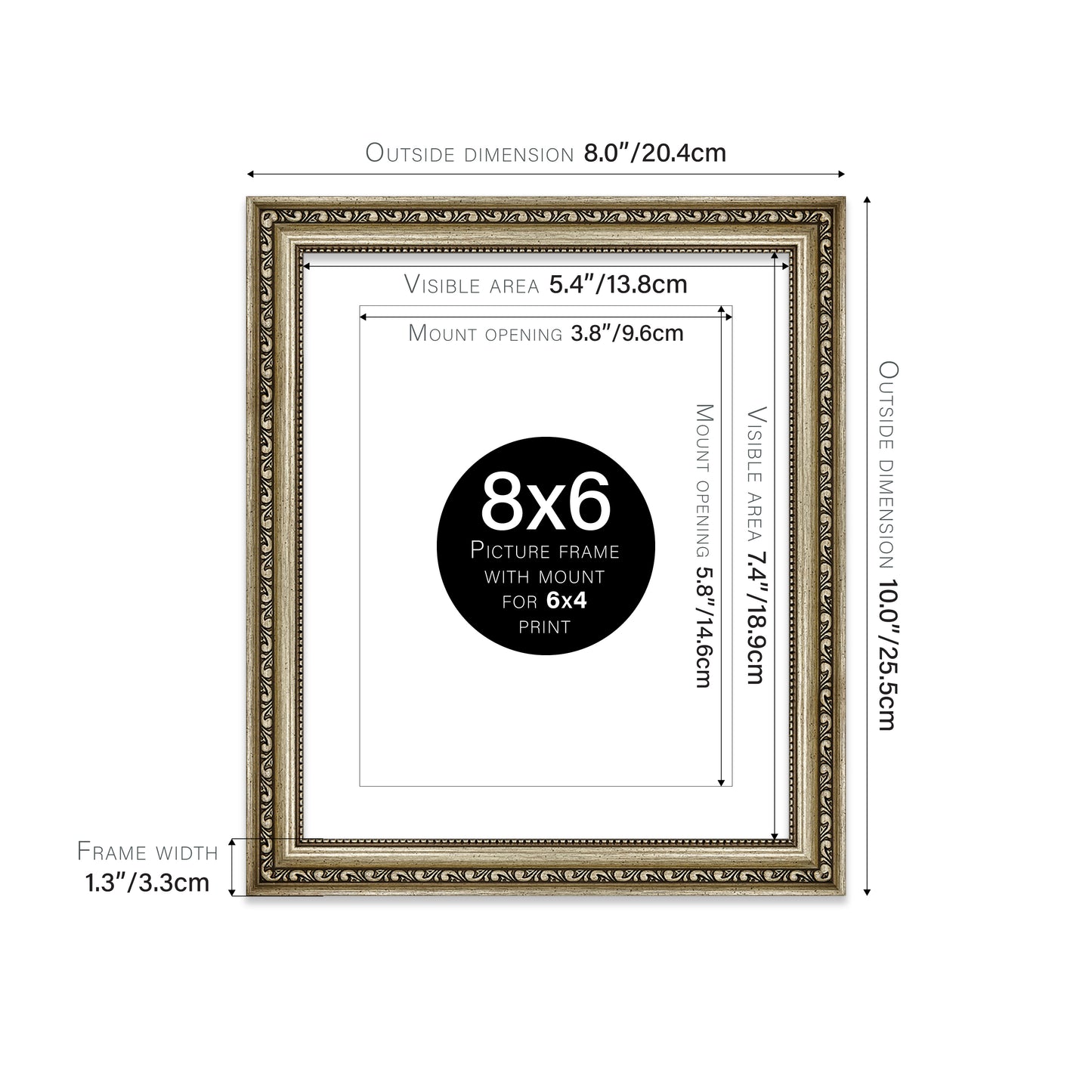 Champagne Ornate Picture Frame 33mm Edge