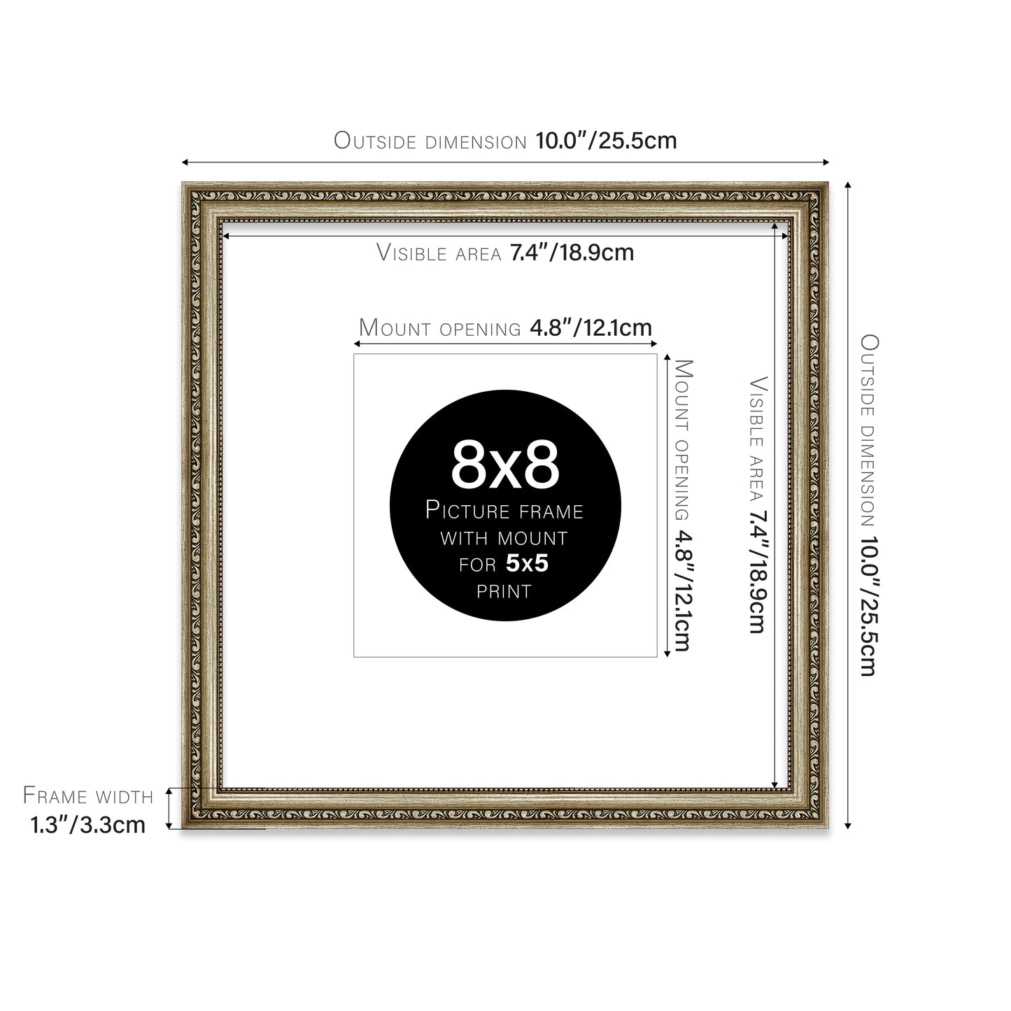 Champagne Ornate Picture Frame 33mm Edge