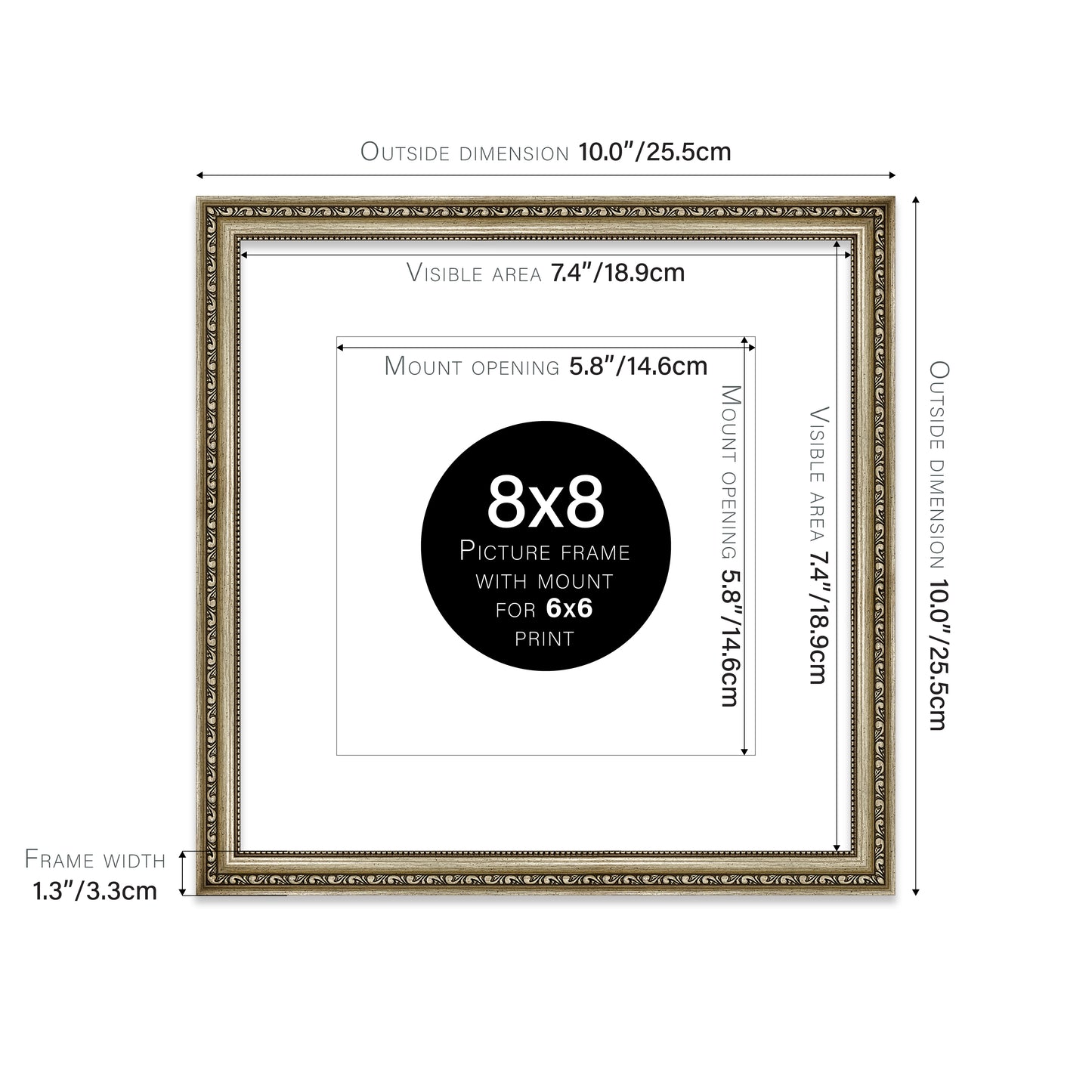 Champagne Ornate Picture Frame 33mm Edge