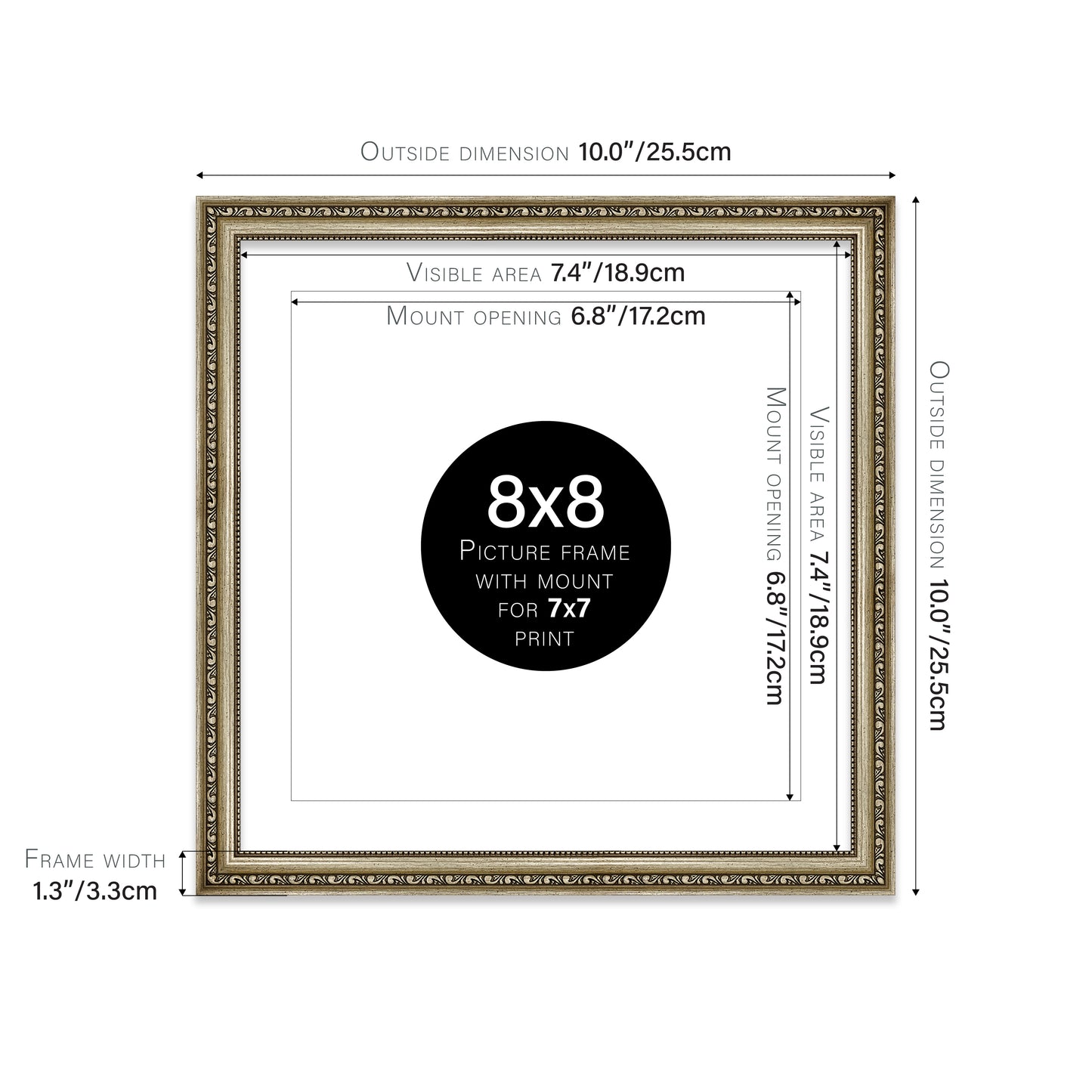 Champagne Ornate Picture Frame 33mm Edge