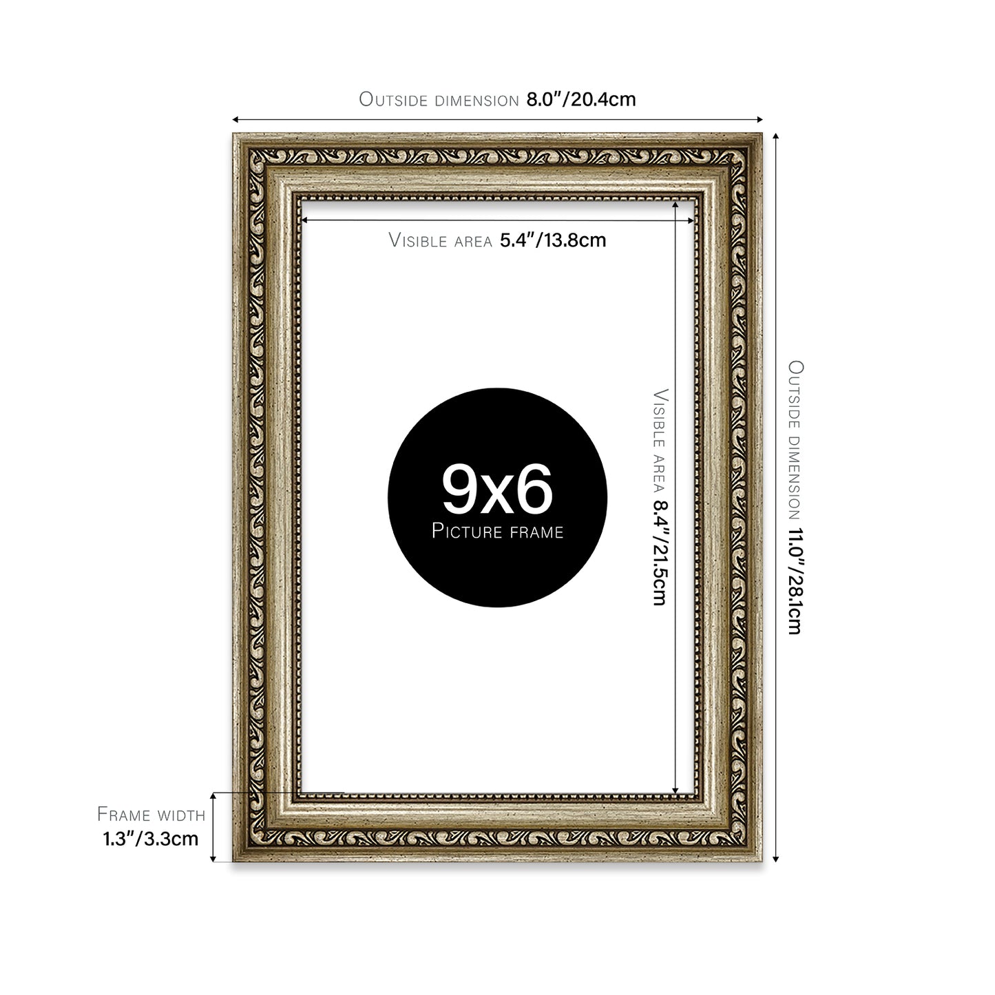 Champagne Ornate Picture Frame 33mm Edge