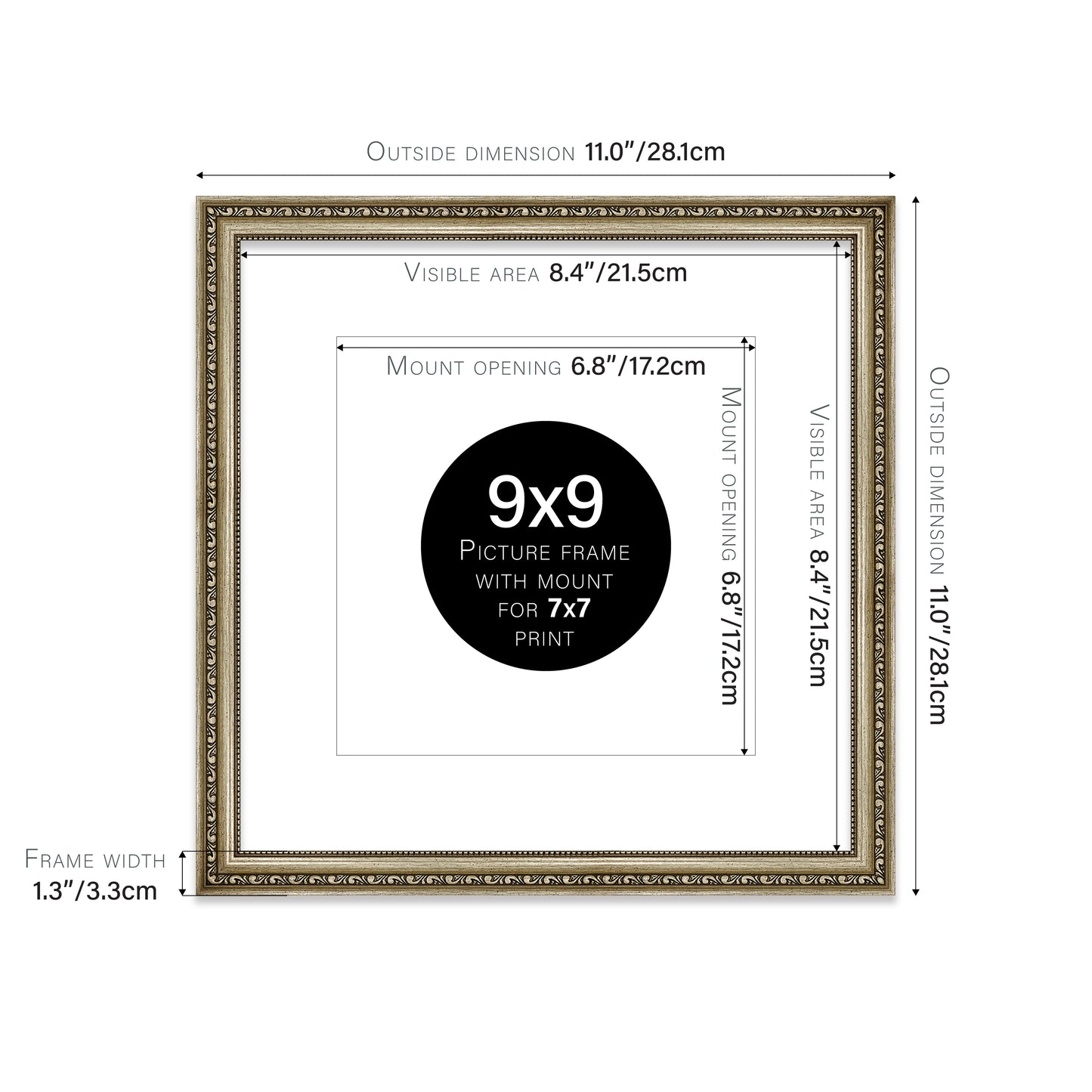 Champagne Ornate Picture Frame 33mm Edge