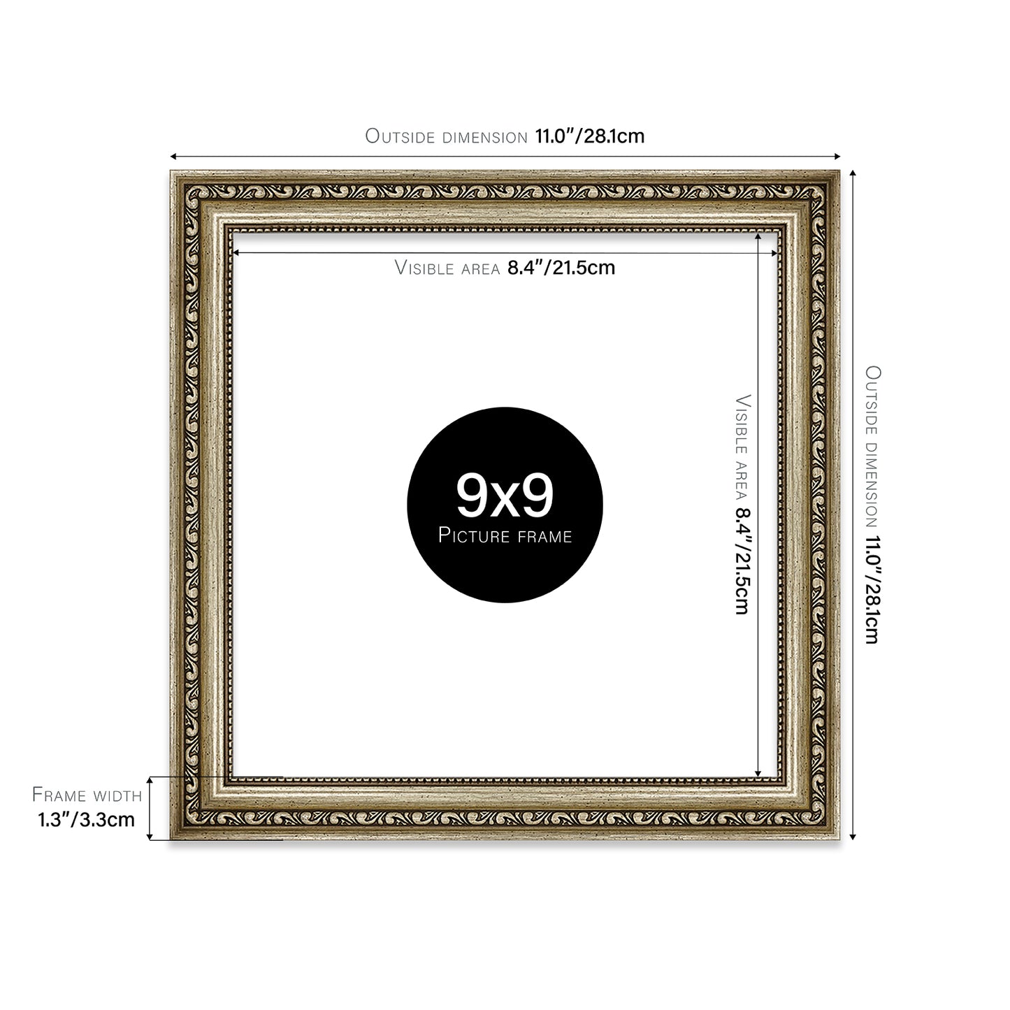 Champagne Ornate Picture Frame 33mm Edge