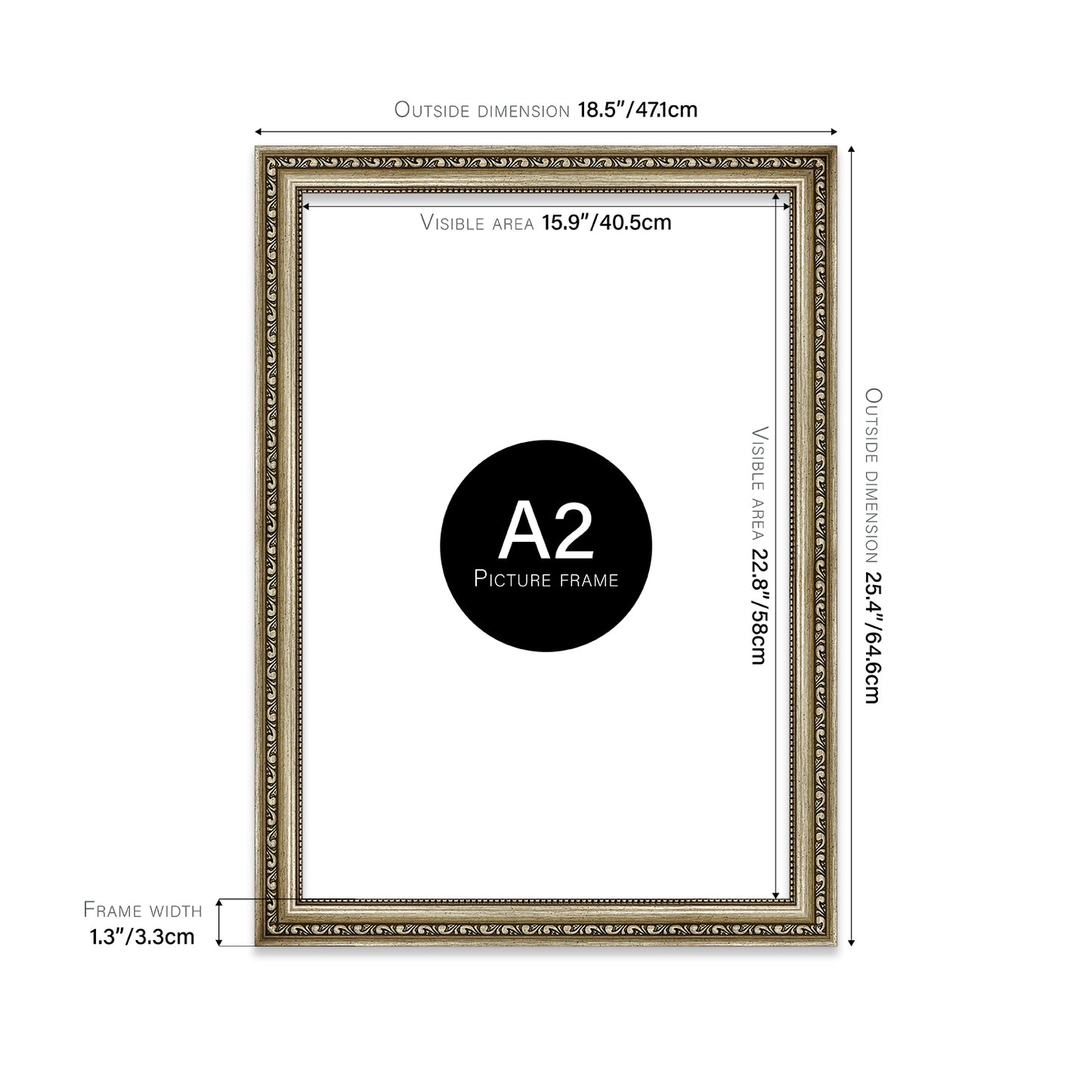 Champagne Ornate Picture Frame 33mm Edge