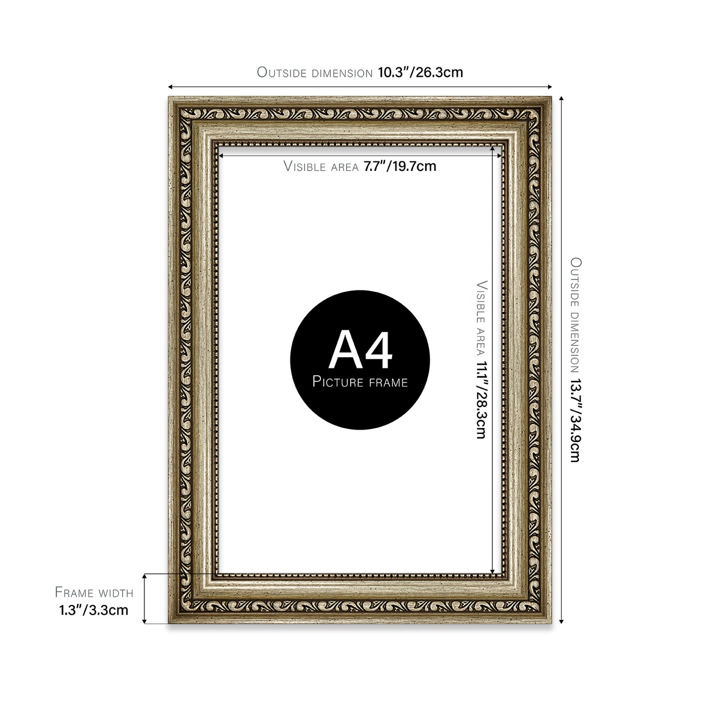 Champagne Ornate Picture Frame 33mm Edge