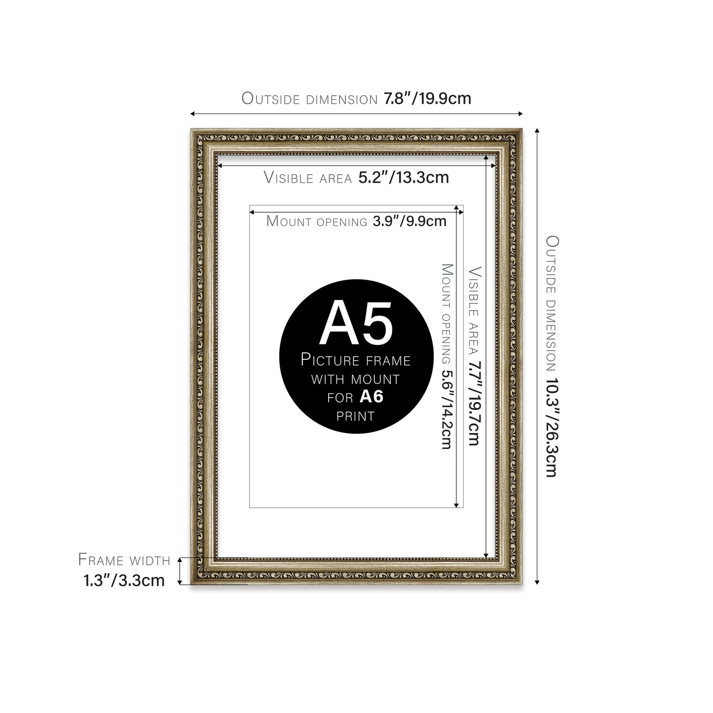 Champagne Ornate Picture Frame 33mm Edge