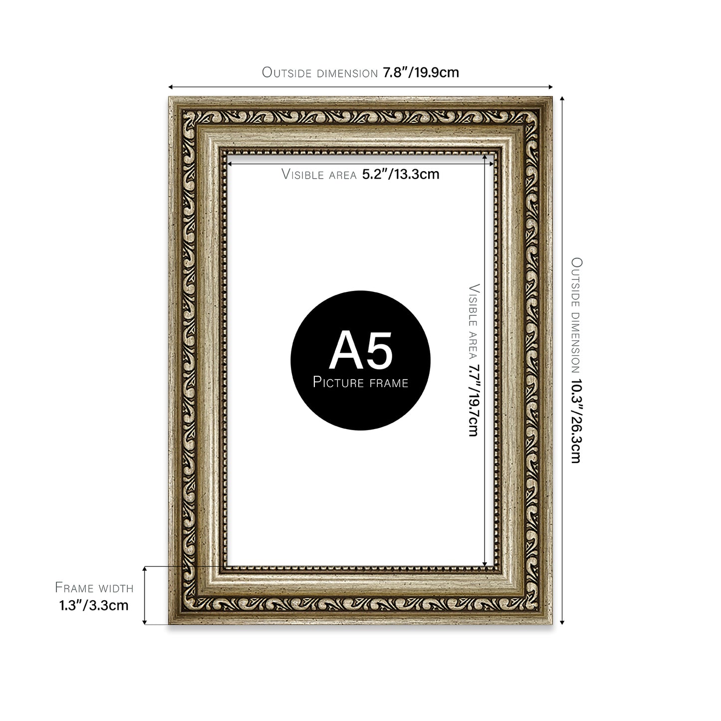 Champagne Ornate Picture Frame 33mm Edge