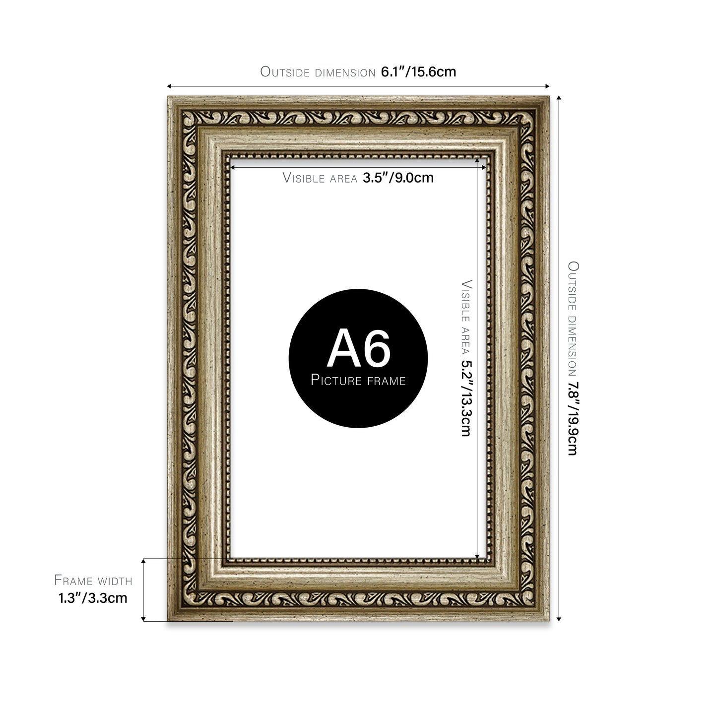 Champagne Ornate Picture Frame 33mm Edge