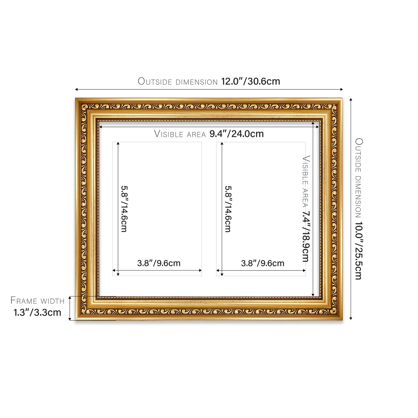 Gold Ornate Picture Frame 33mm Edge